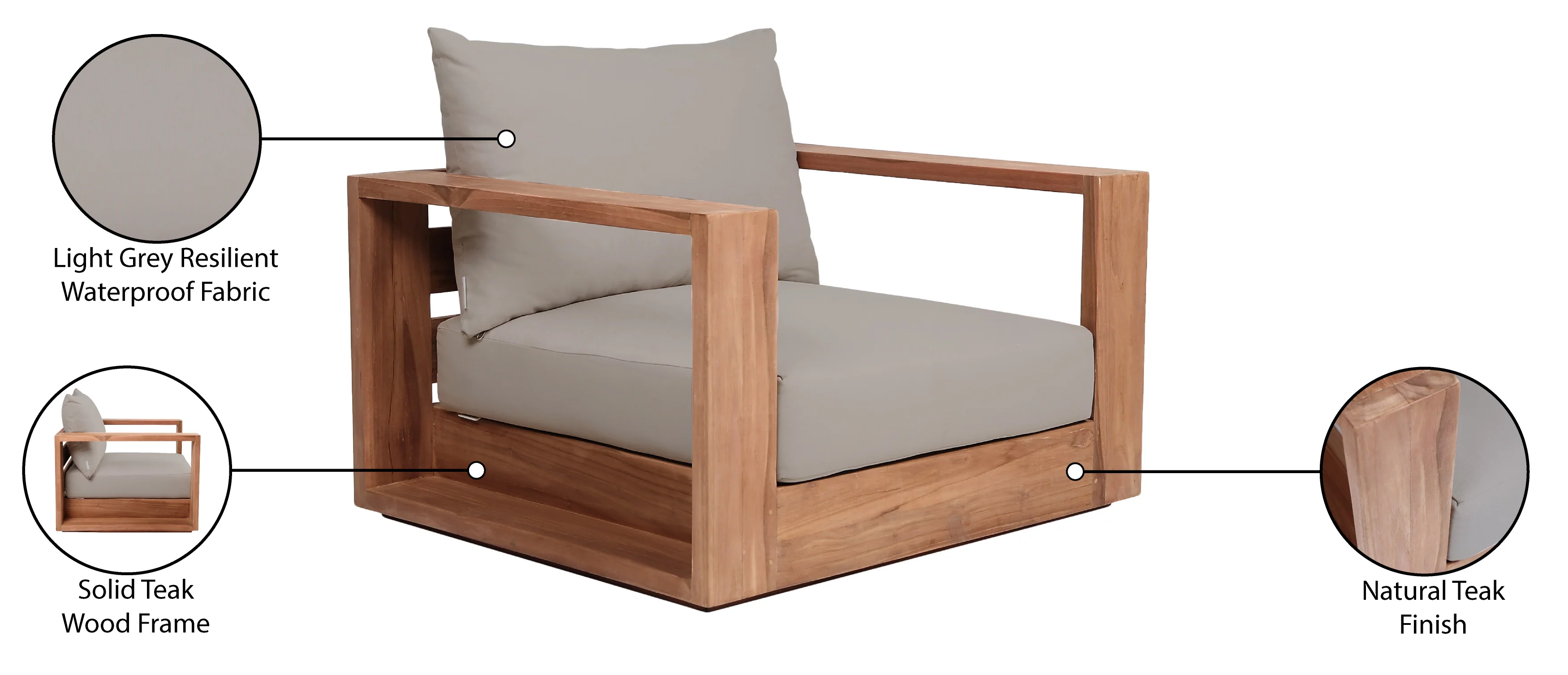 Tulum Water Resistant Fabric Upholstered Outdoor Patio Accent Chair - Image 18