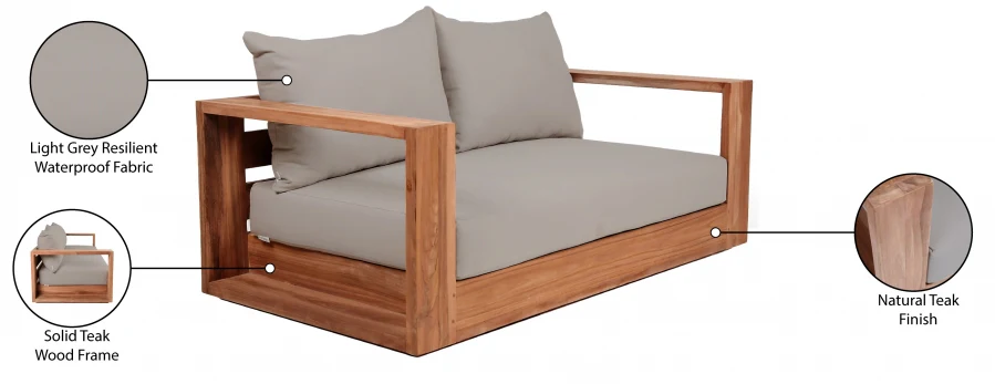 Tulum Water Resistant Fabric Upholstered Outdoor Patio Sofa - Image 16