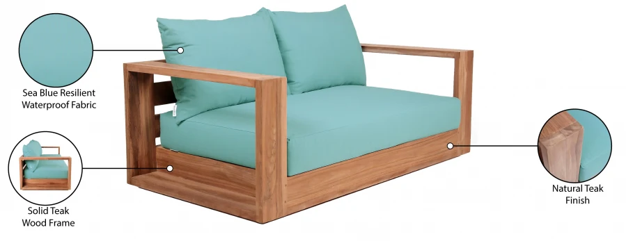 Tulum Water Resistant Fabric Upholstered Outdoor Patio Sofa - Image 32