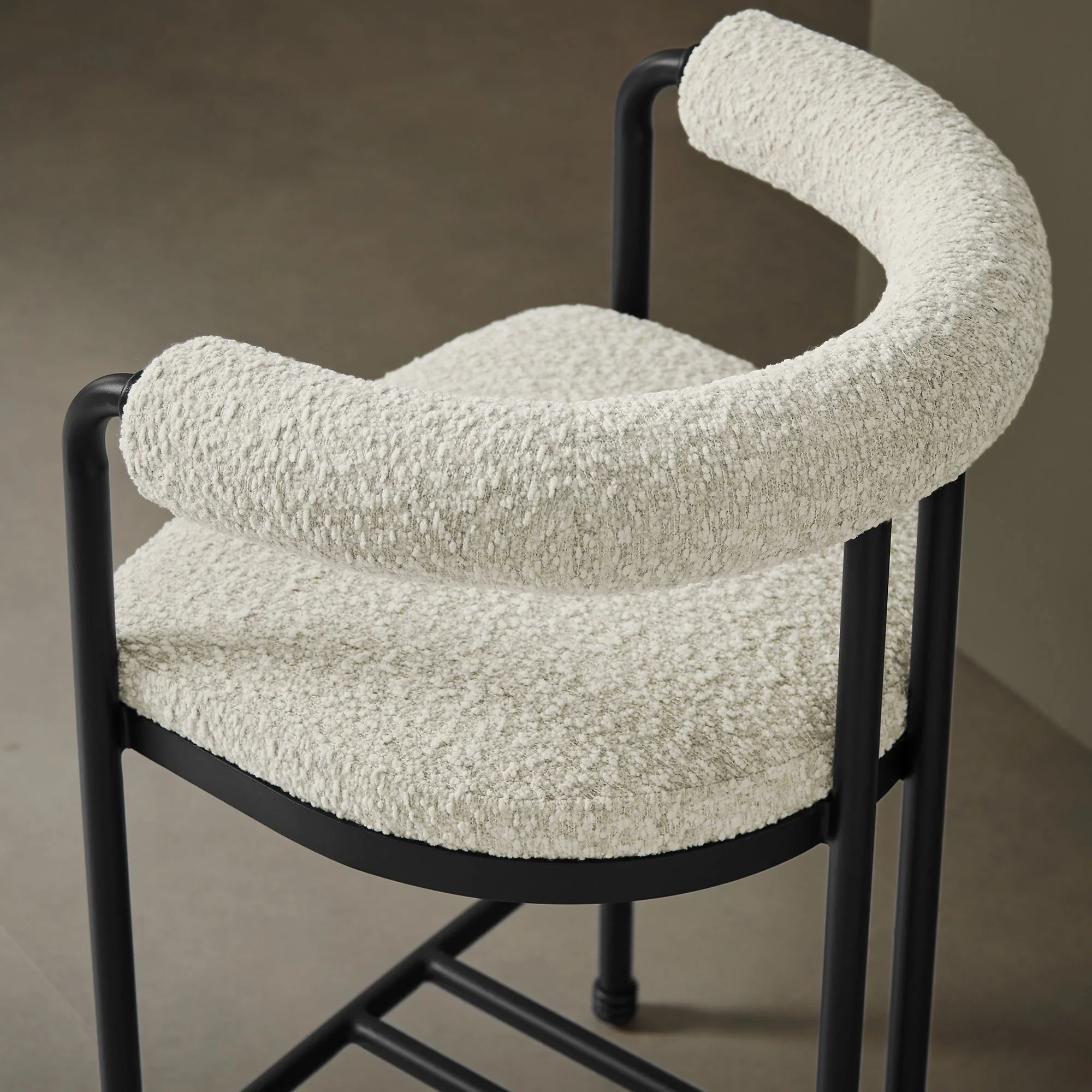 Turin Curved Back Boucle and Metal Counter Stool - Image 3