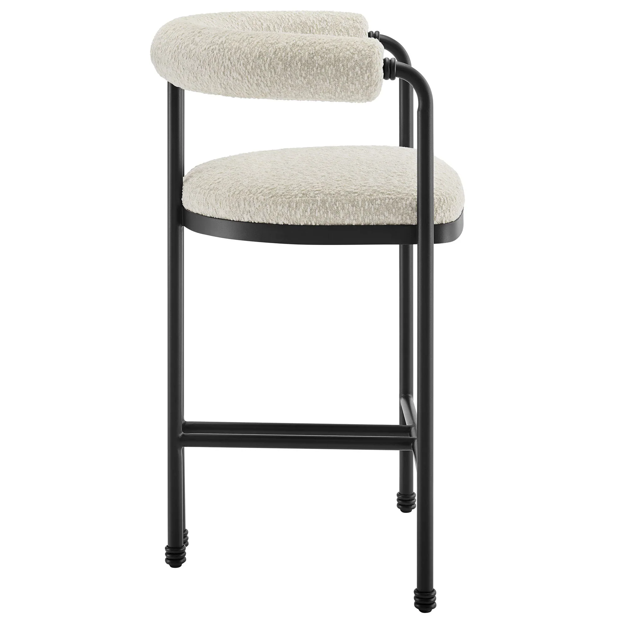 Turin Curved Back Boucle and Metal Counter Stool - Image 4
