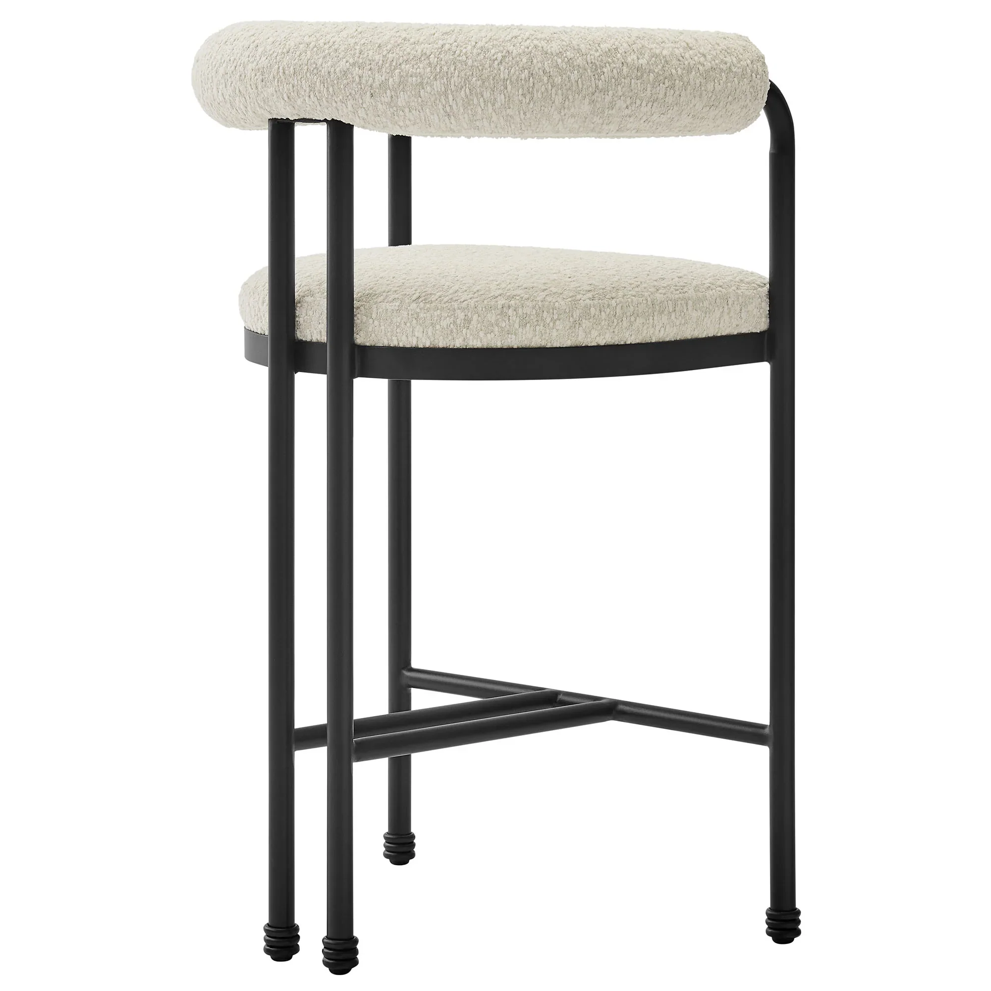 Turin Curved Back Boucle and Metal Counter Stool - Image 5