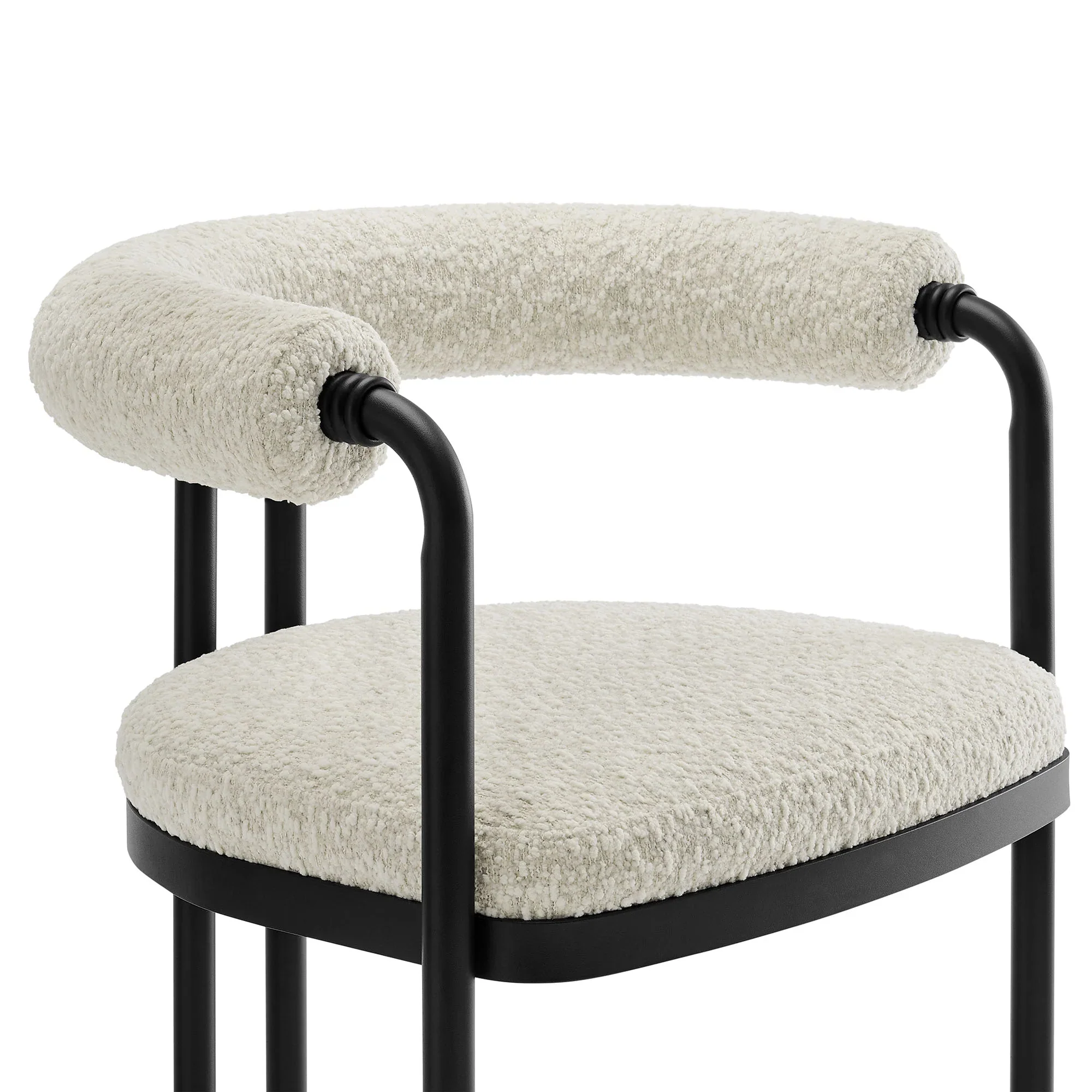 Turin Curved Back Boucle and Metal Counter Stool - Image 7