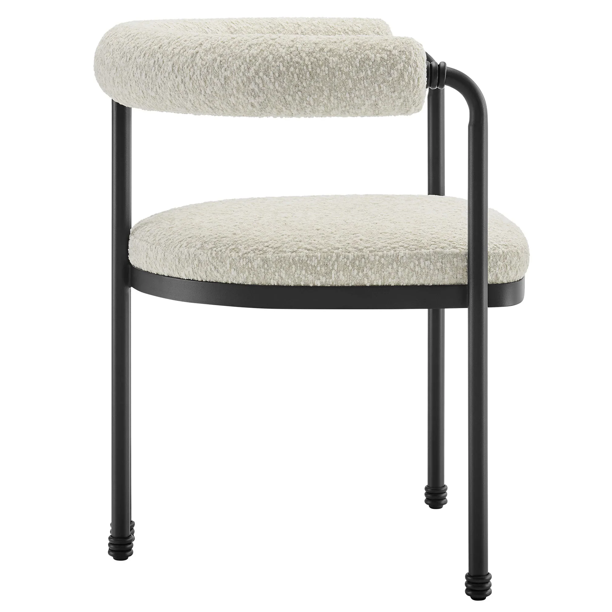 Turin Curved Back Boucle and Metal Dining Accent Chair - Image 4