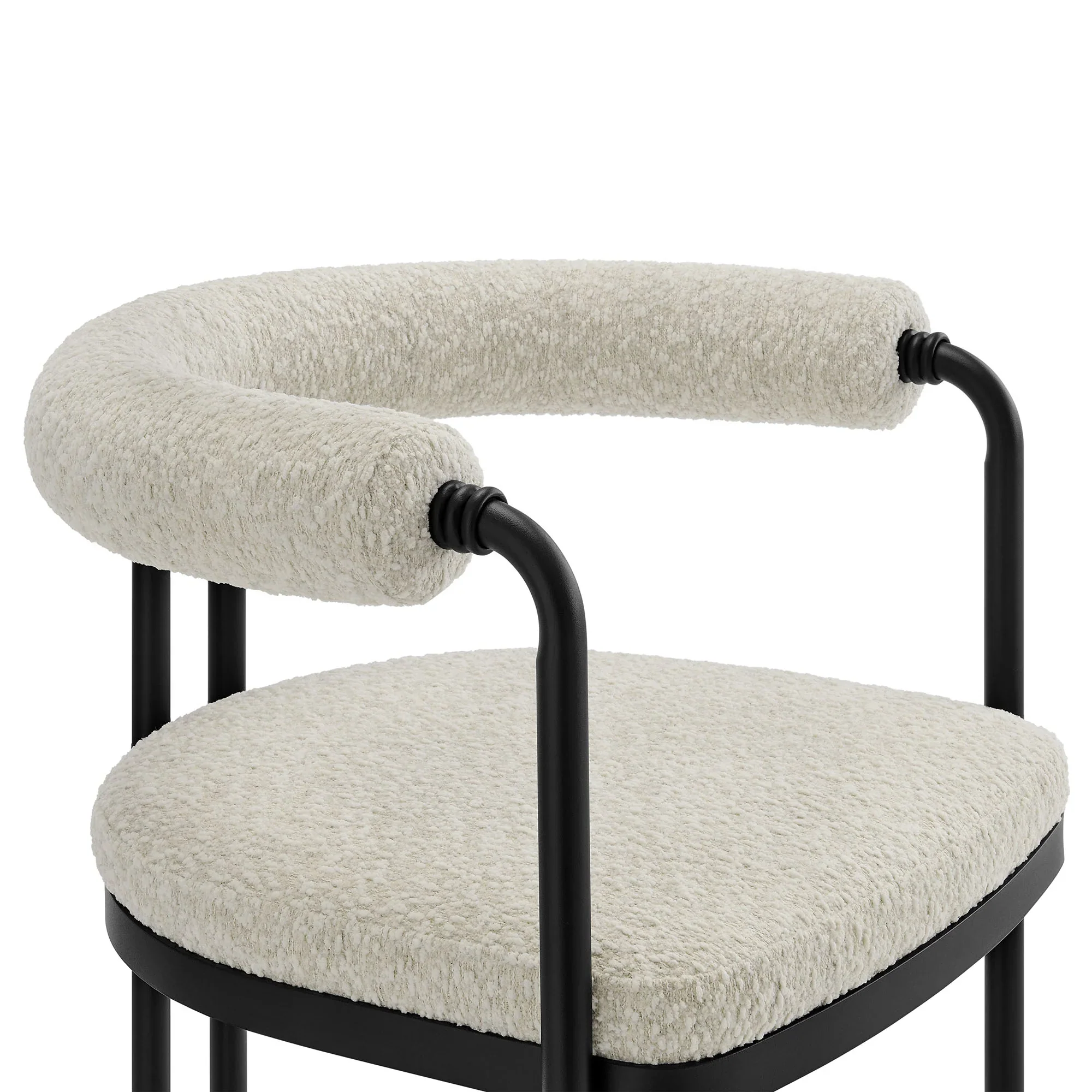 Turin Curved Back Boucle and Metal Dining Accent Chair - Image 7