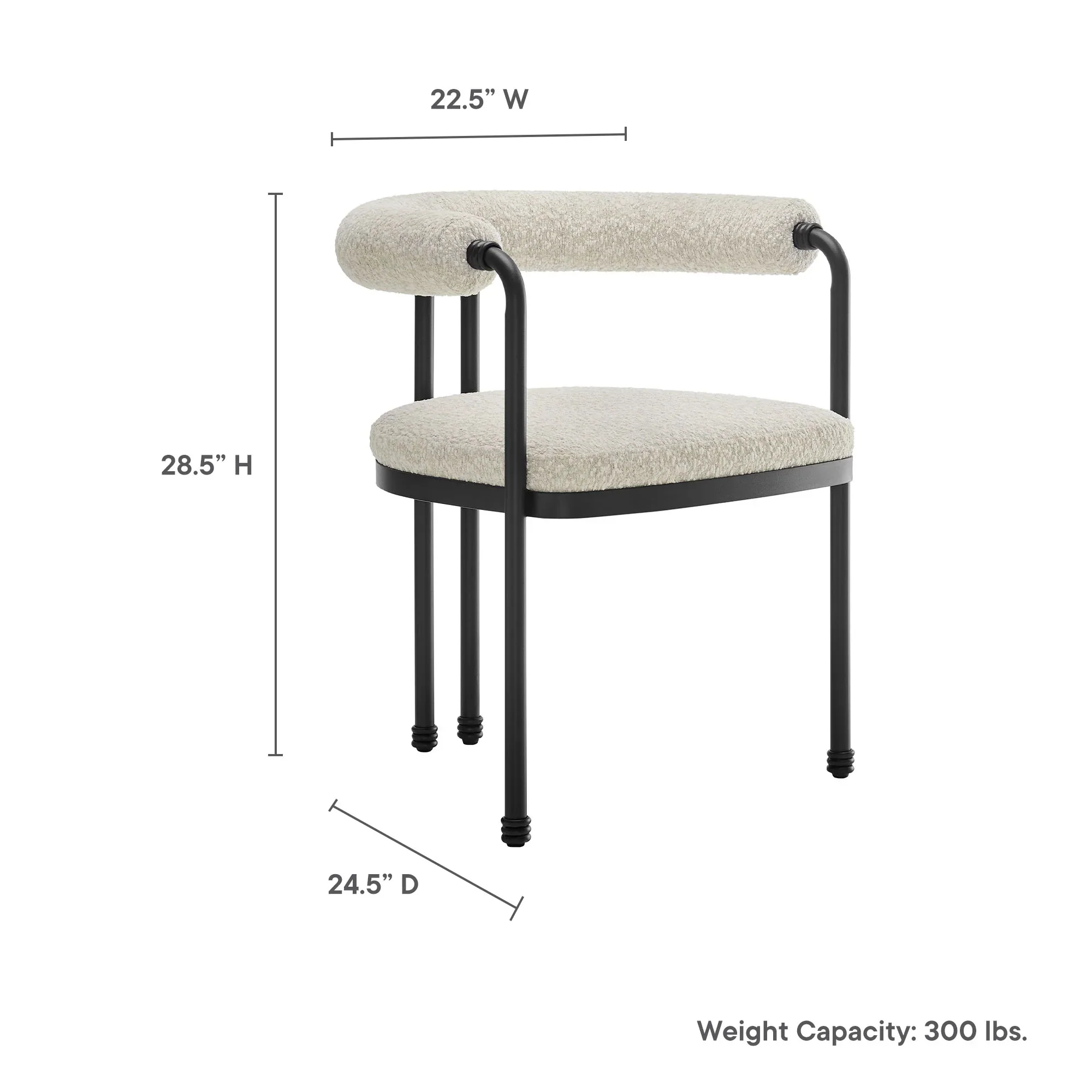 Turin Curved Back Boucle and Metal Dining Accent Chair - Image 9