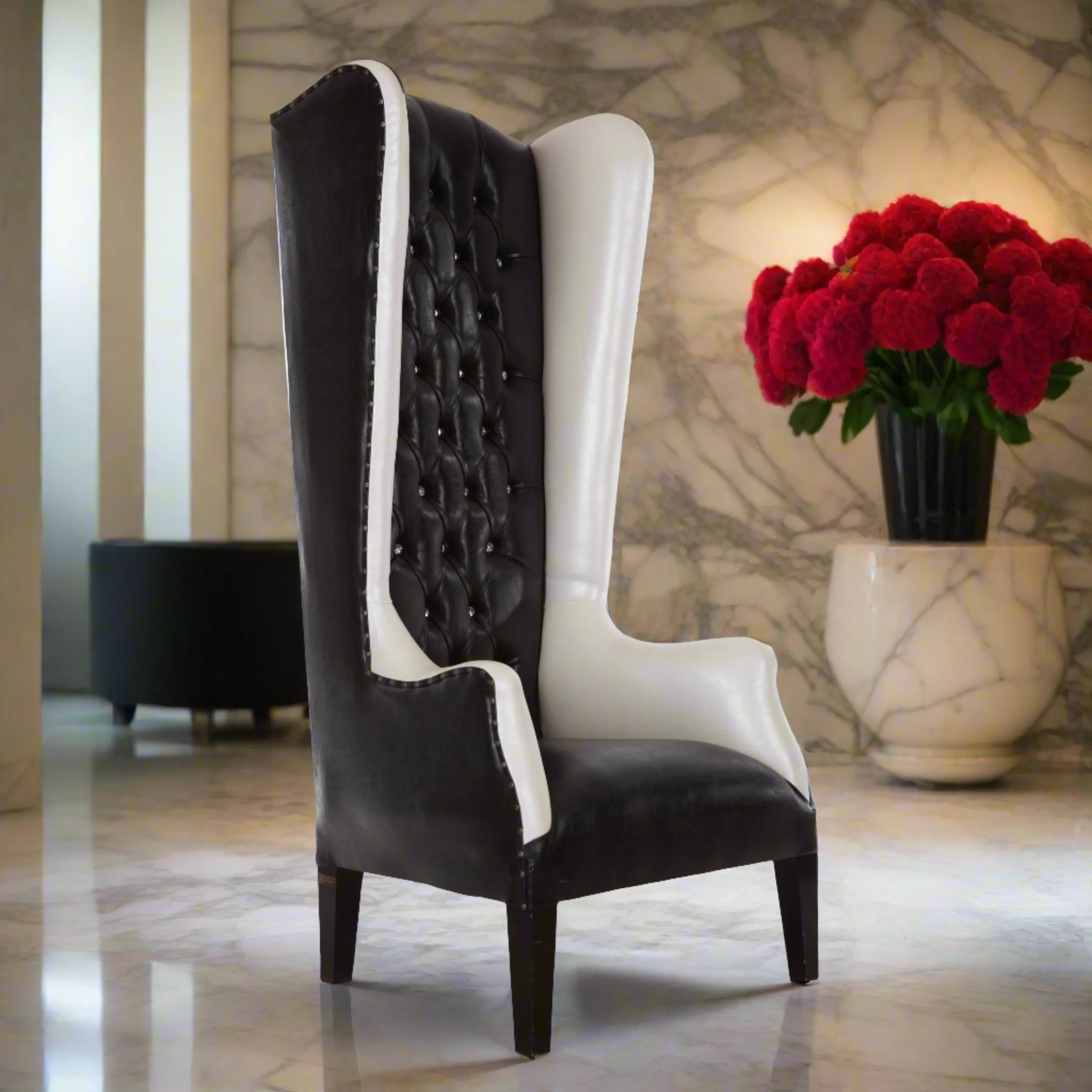 Tuxedo Wing Back Throne Chair - Image 2