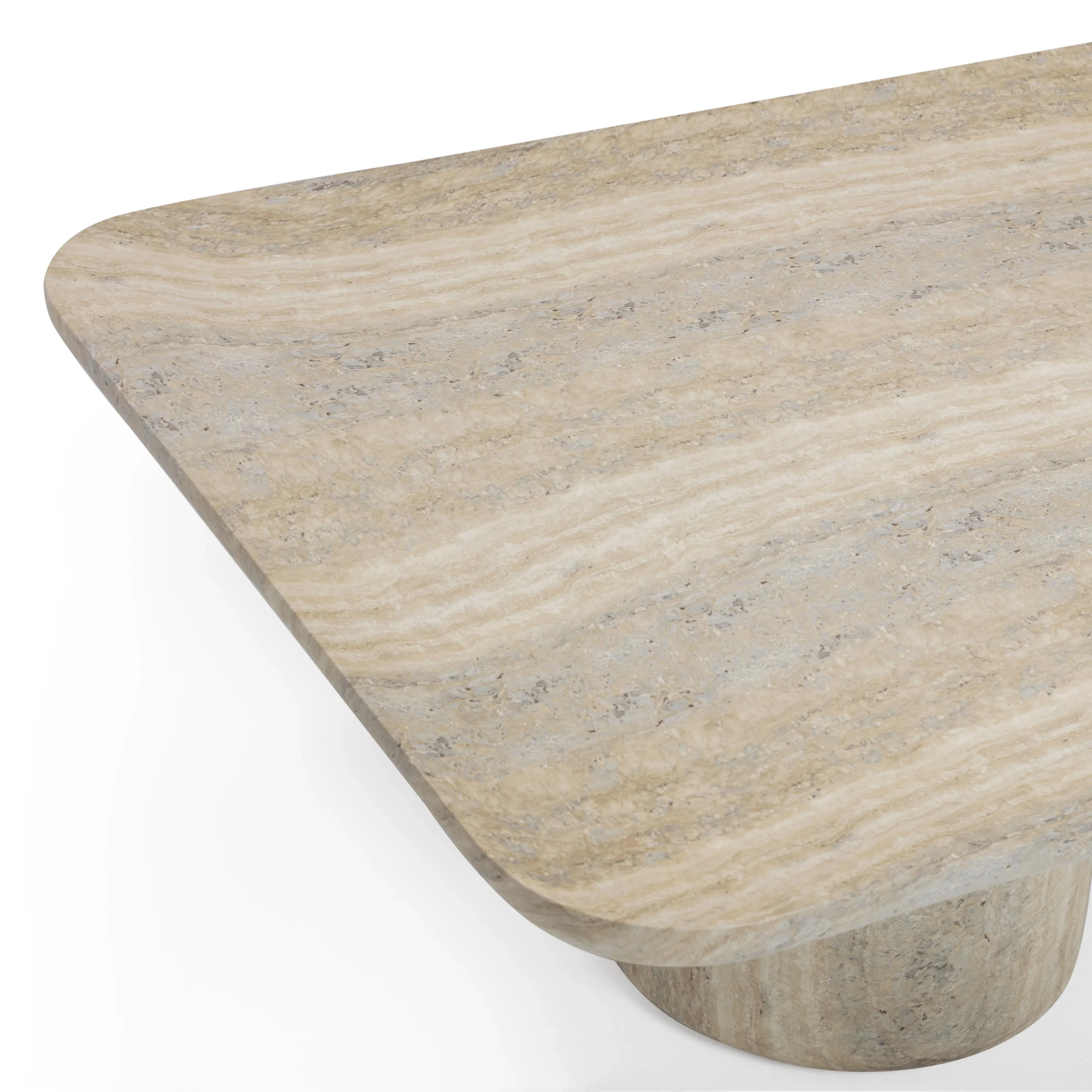 Tyche 55" Faux Travertine Indoor/Outdoor Concrete Rectangular Coffee Table - Image 6