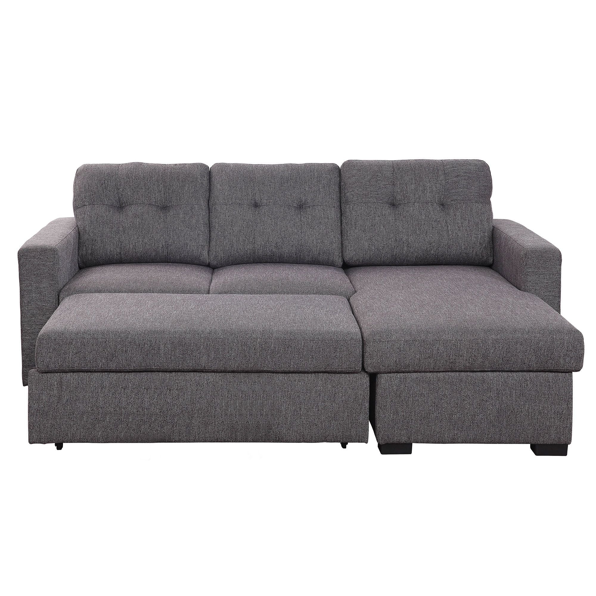Tyson 93" Sectional Sofa w/Bed & Storage in Charcoal - Image 3