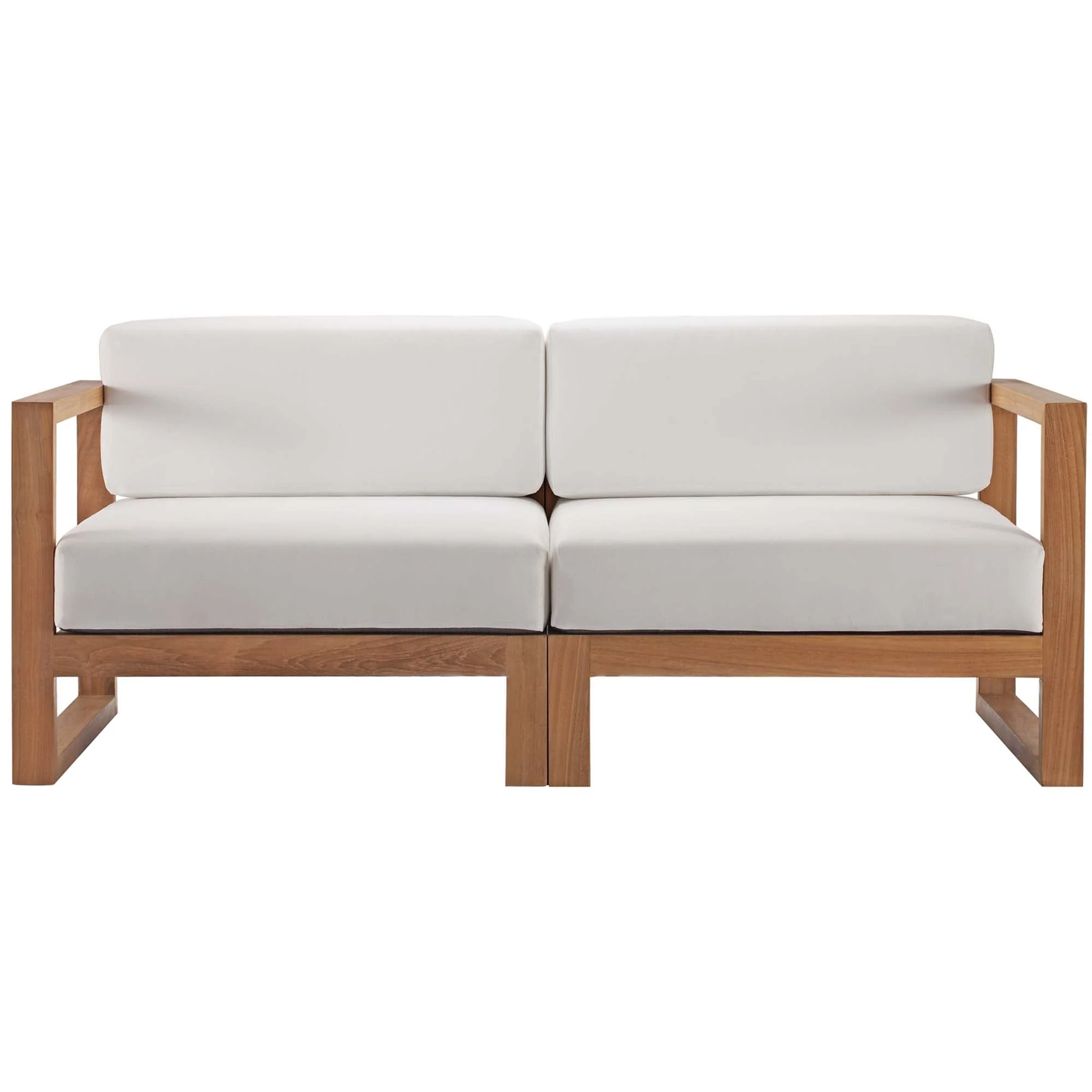 Upland 2-Piece Outdoor Patio Teak Wood Sectional Sofa Loveseat - Image 4