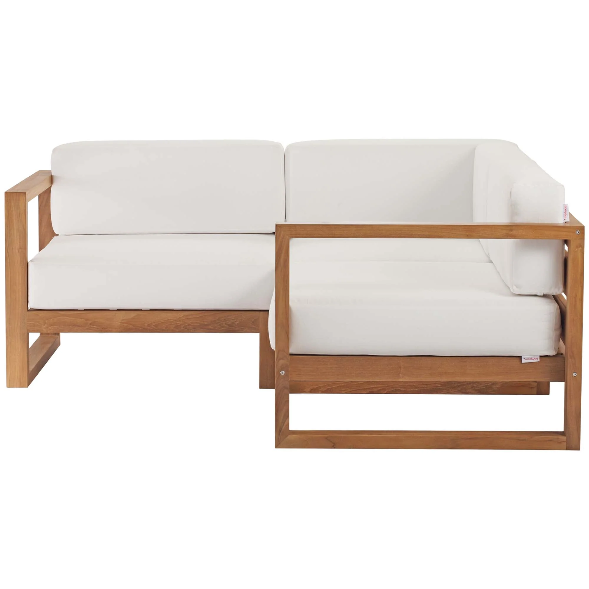Upland 3-Piece Outdoor Patio Teak Wood Sectional Sofa Set - Image 3
