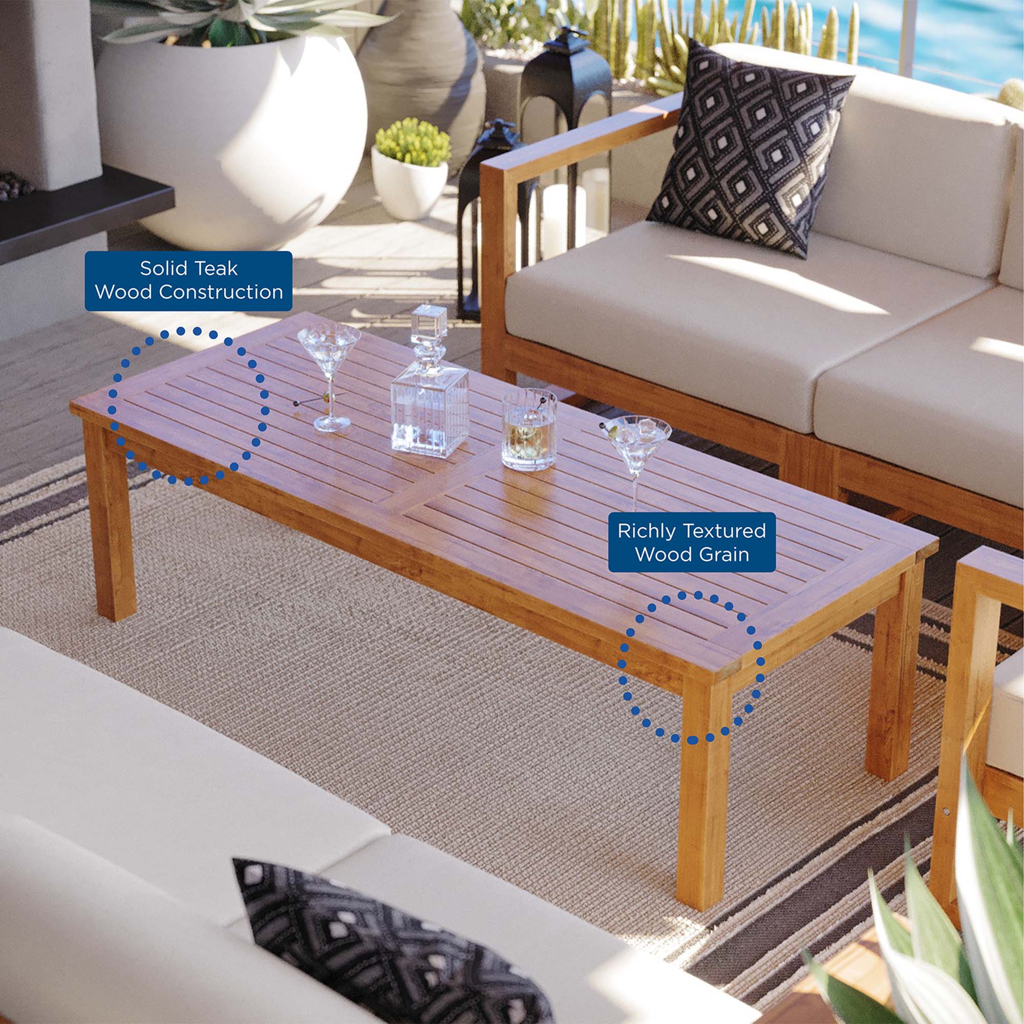 Upland 4-Piece Outdoor Patio Teak Wood Furniture Set - Image 14