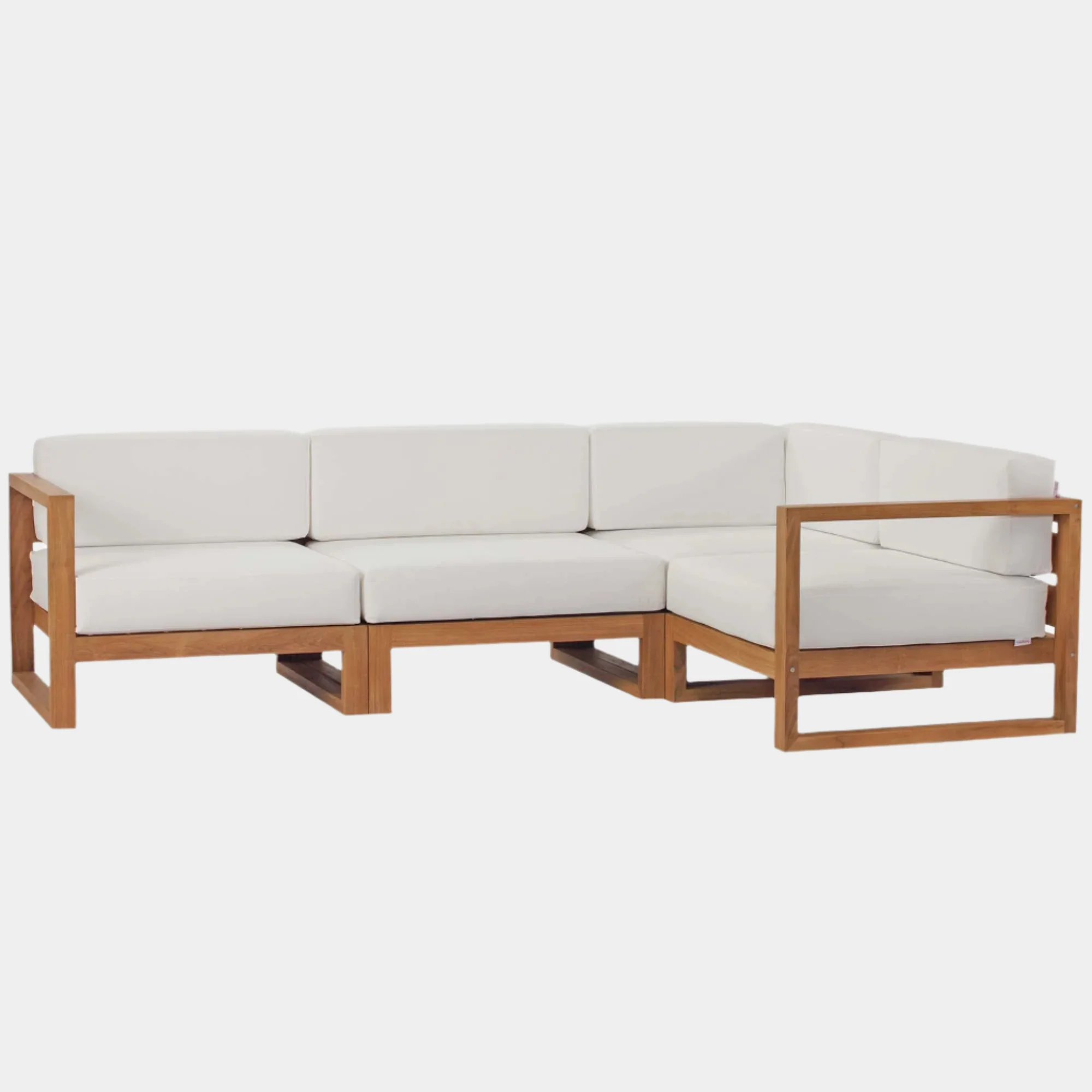 Upland 4-Piece Outdoor Patio Teak Wood Sectional Sofa Set