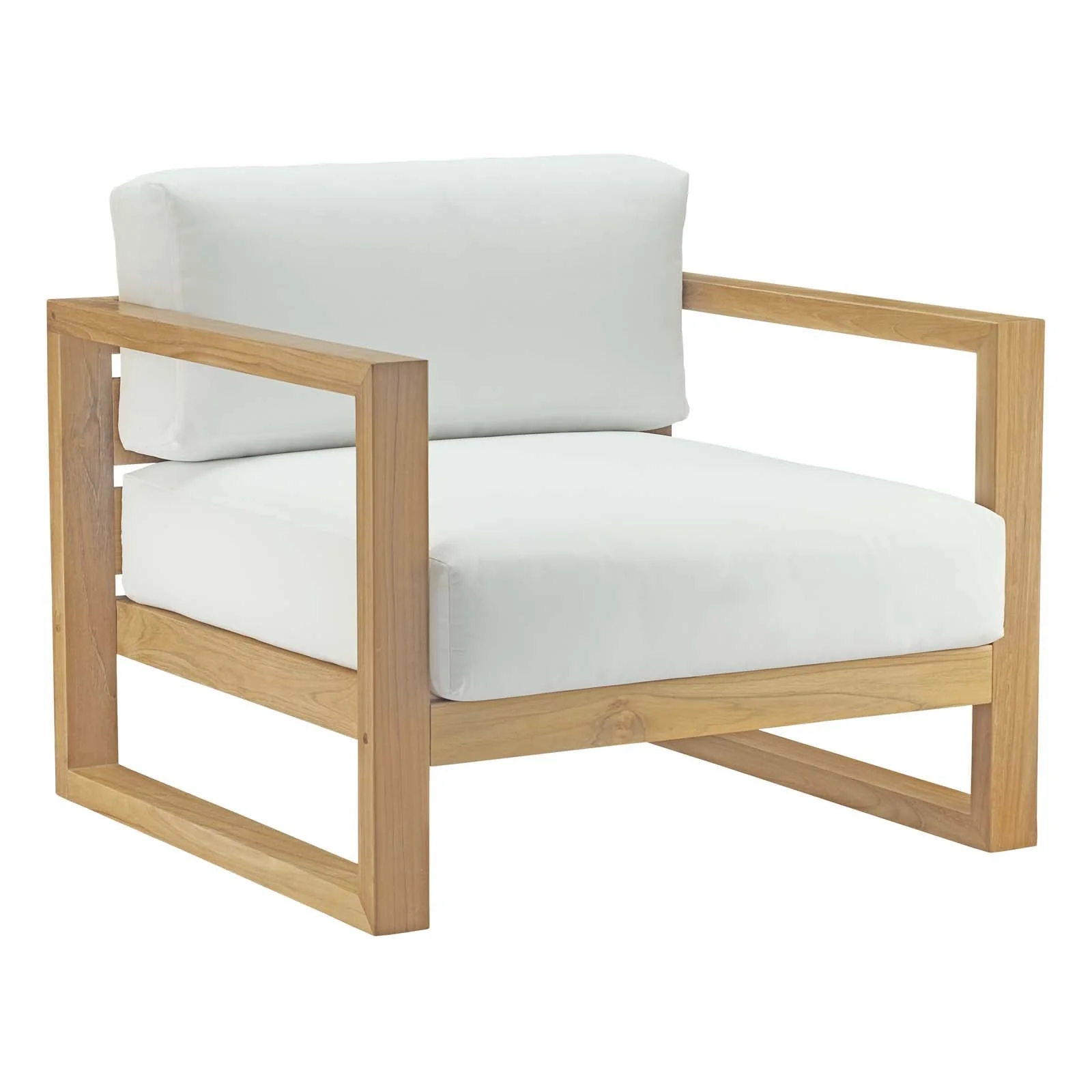 Upland 5 Piece Outdoor Patio Teak Set in Natural White - Image 3