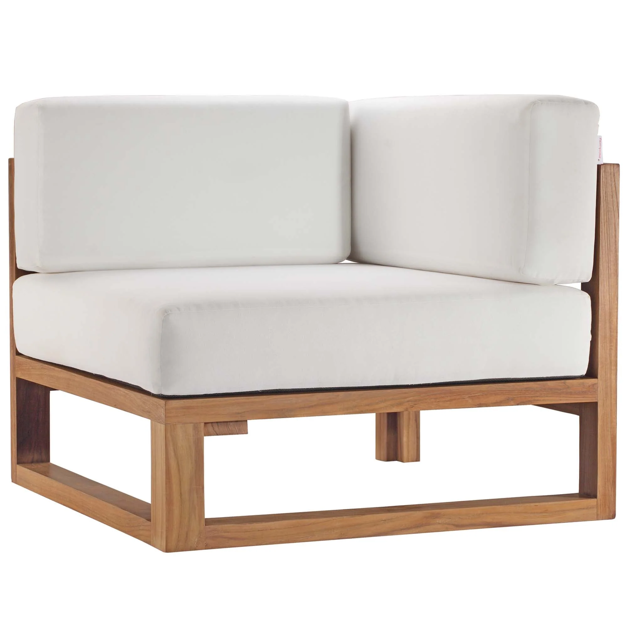 Upland 5-Piece Outdoor Patio Teak Wood Sectional Sofa Set in Natural White - Image 10