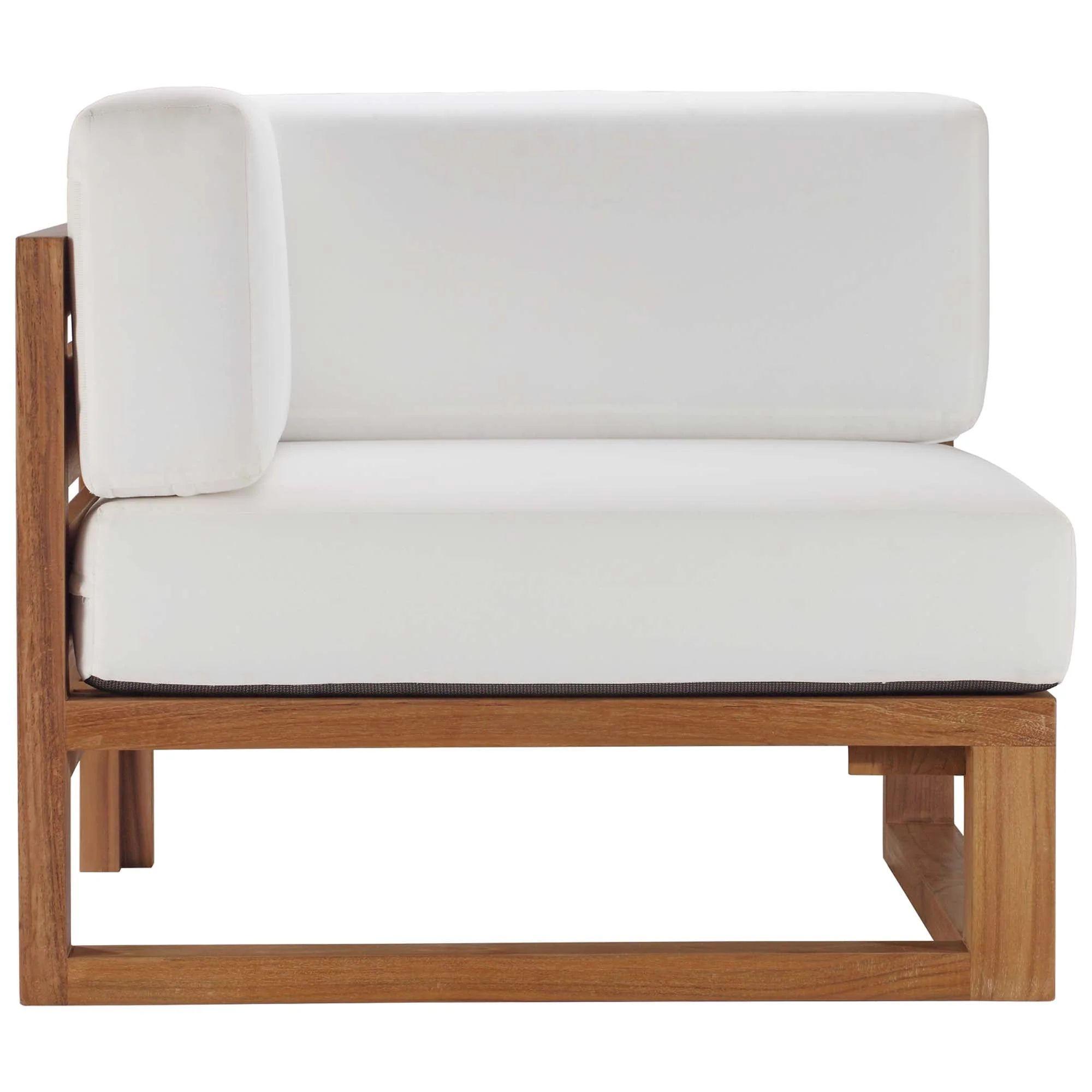 Upland 5-Piece Outdoor Patio Teak Wood Sectional Sofa Set in Natural White - Image 11