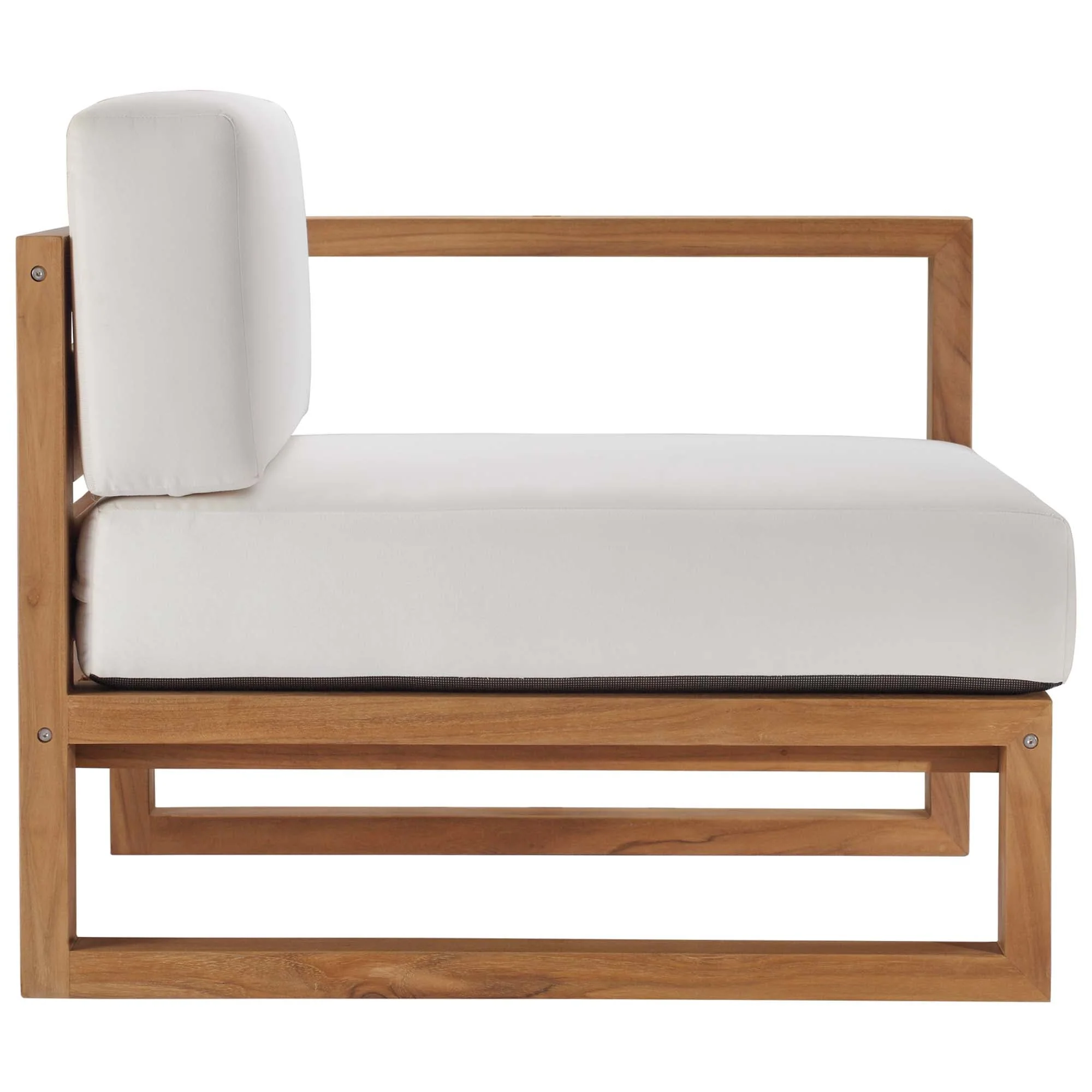 Upland 5-Piece Outdoor Patio Teak Wood Sectional Sofa Set in Natural White - Image 12