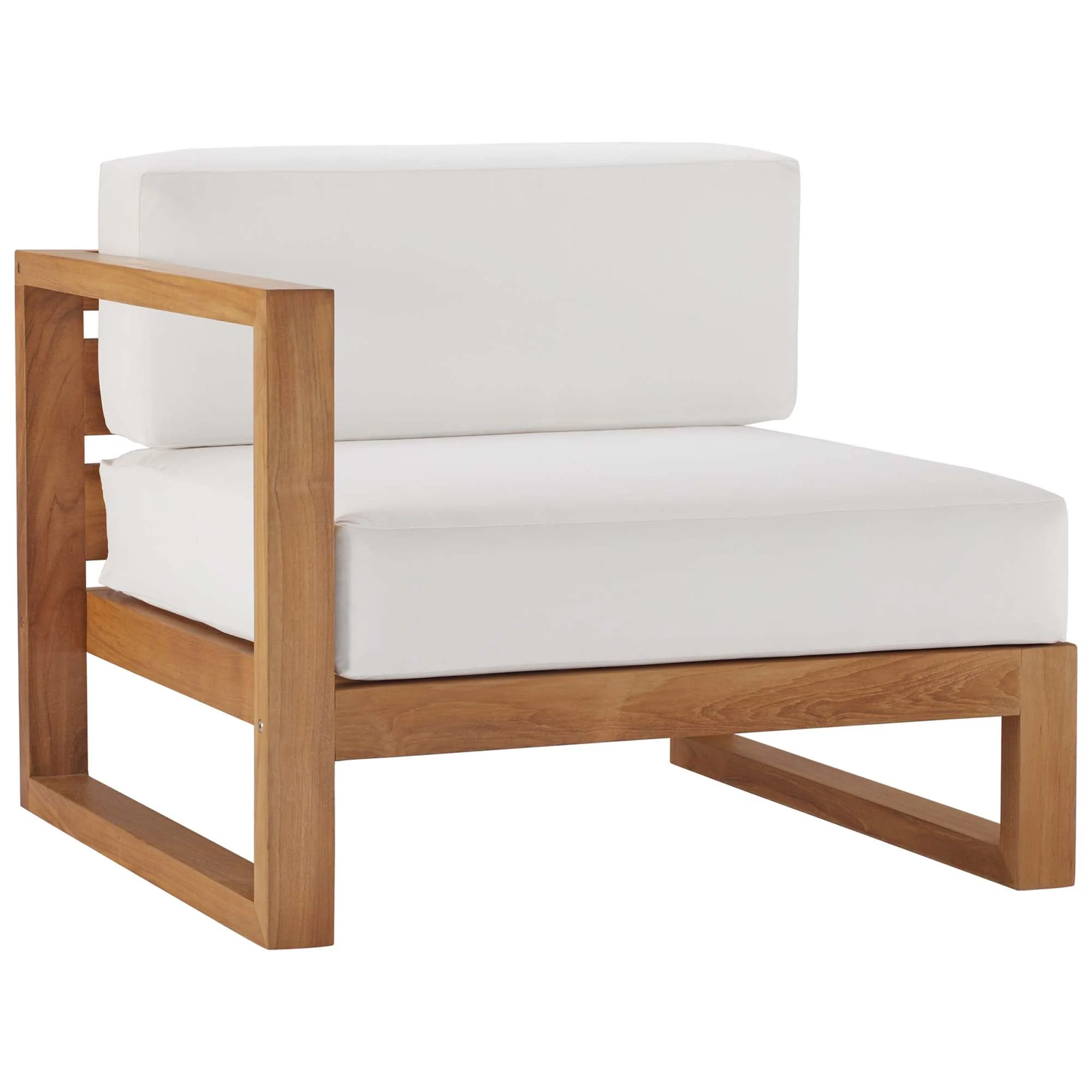 Upland 5-Piece Outdoor Patio Teak Wood Sectional Sofa Set in Natural White - Image 8