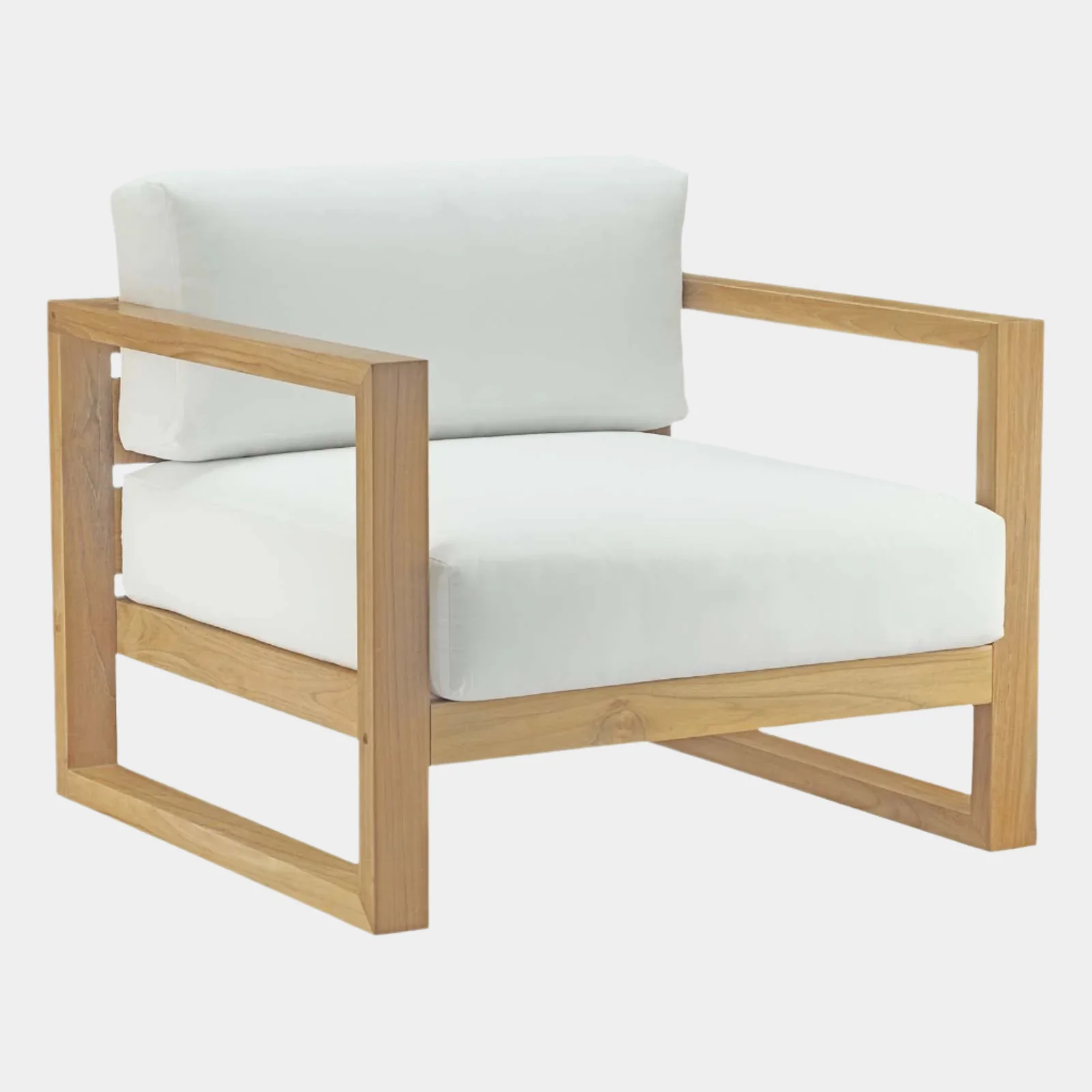 Upland Outdoor Patio Teak Armchair in Natural White