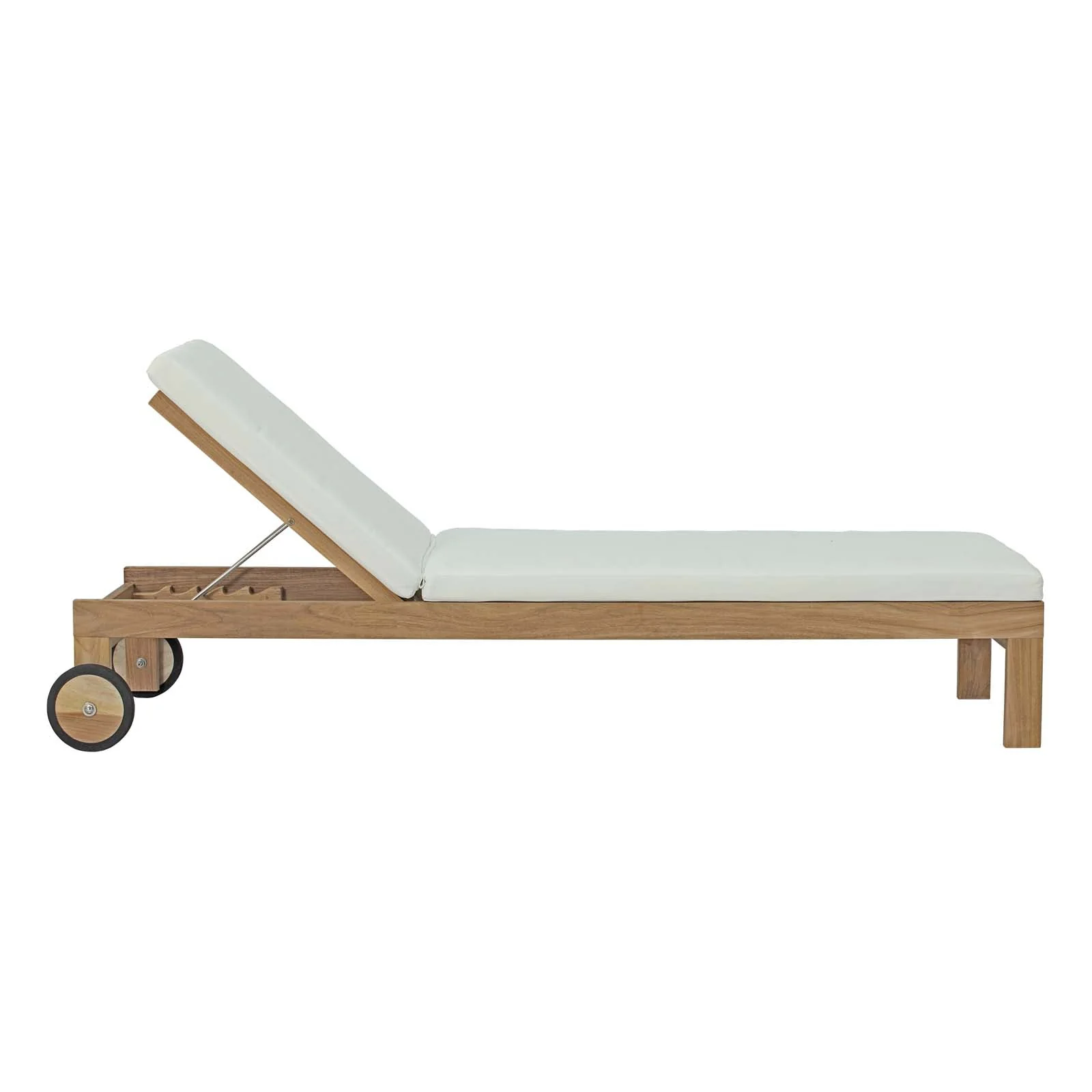 Upland Outdoor Patio Teak Chaise in Natural White - Image 3