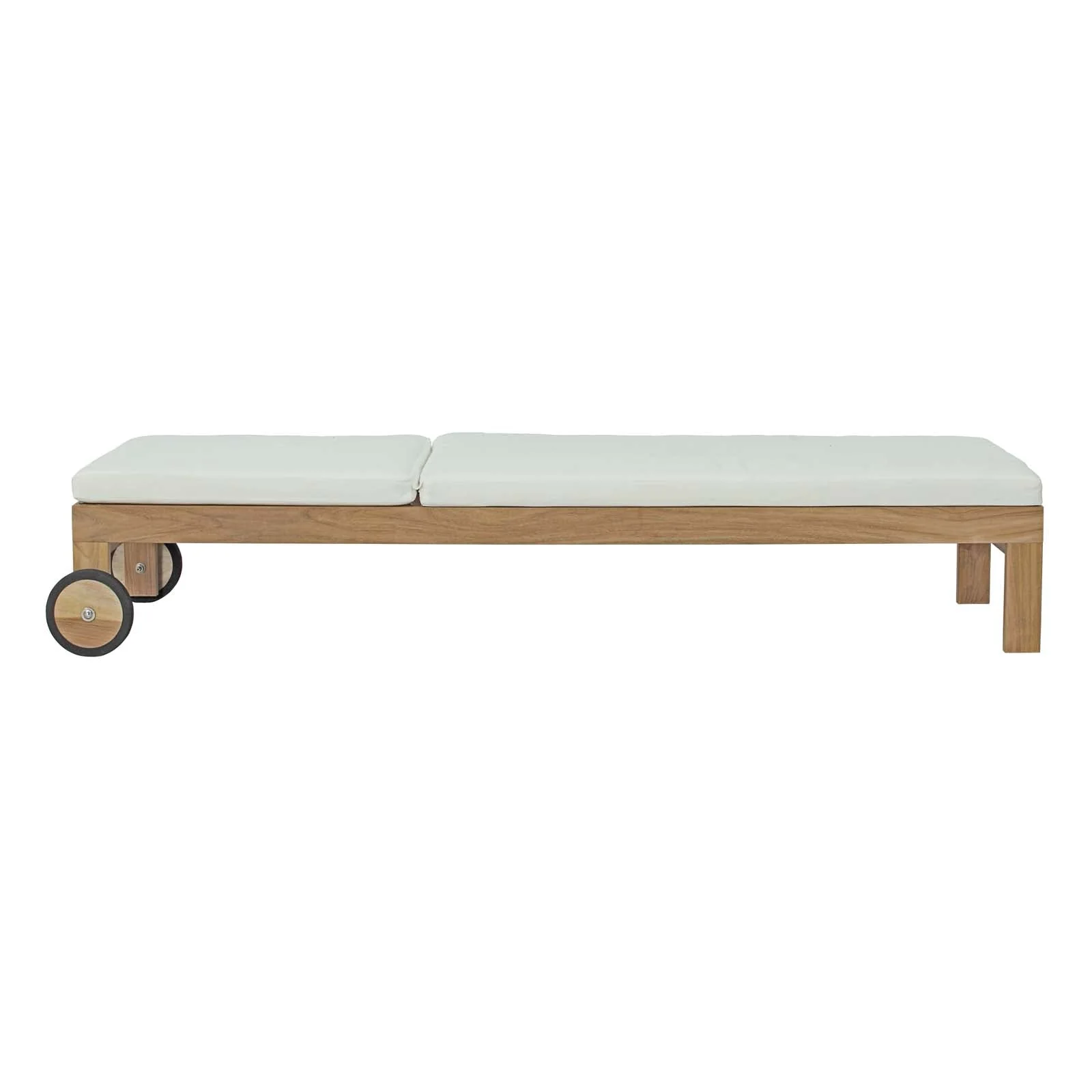 Upland Outdoor Patio Teak Chaise in Natural White - Image 4