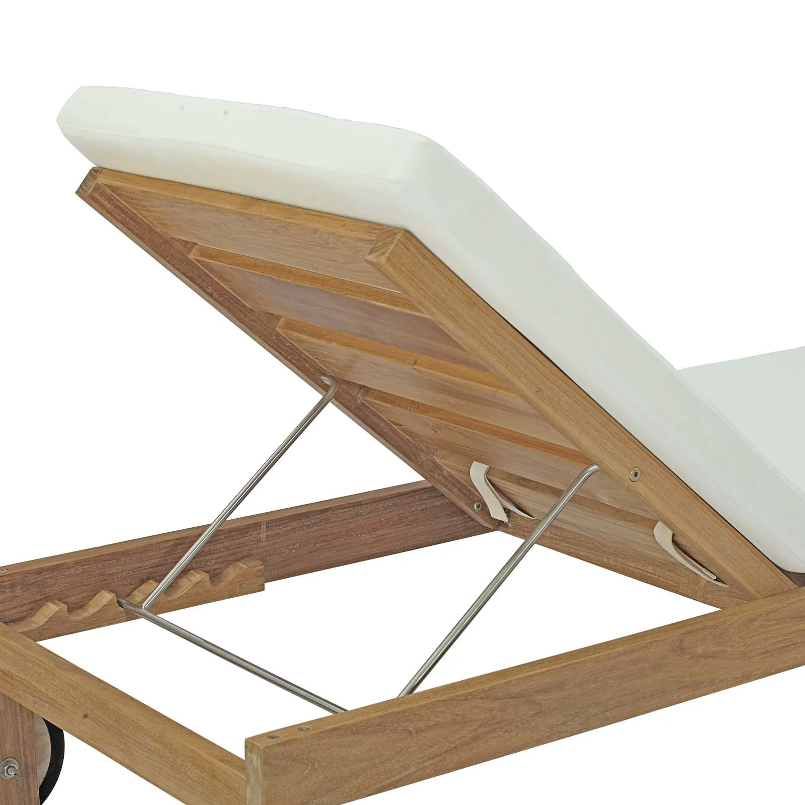 Upland Outdoor Patio Teak Chaise in Natural White - Image 5