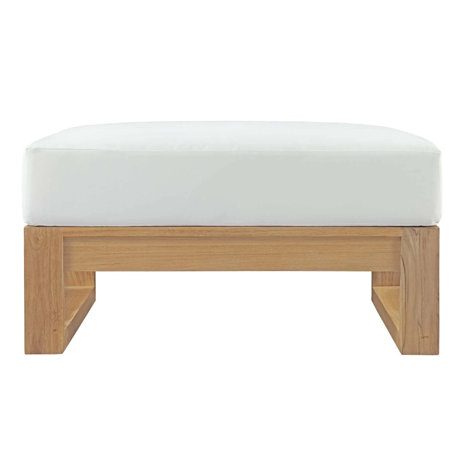 Upland Outdoor Patio Teak Ottoman in Natural White - Image 3