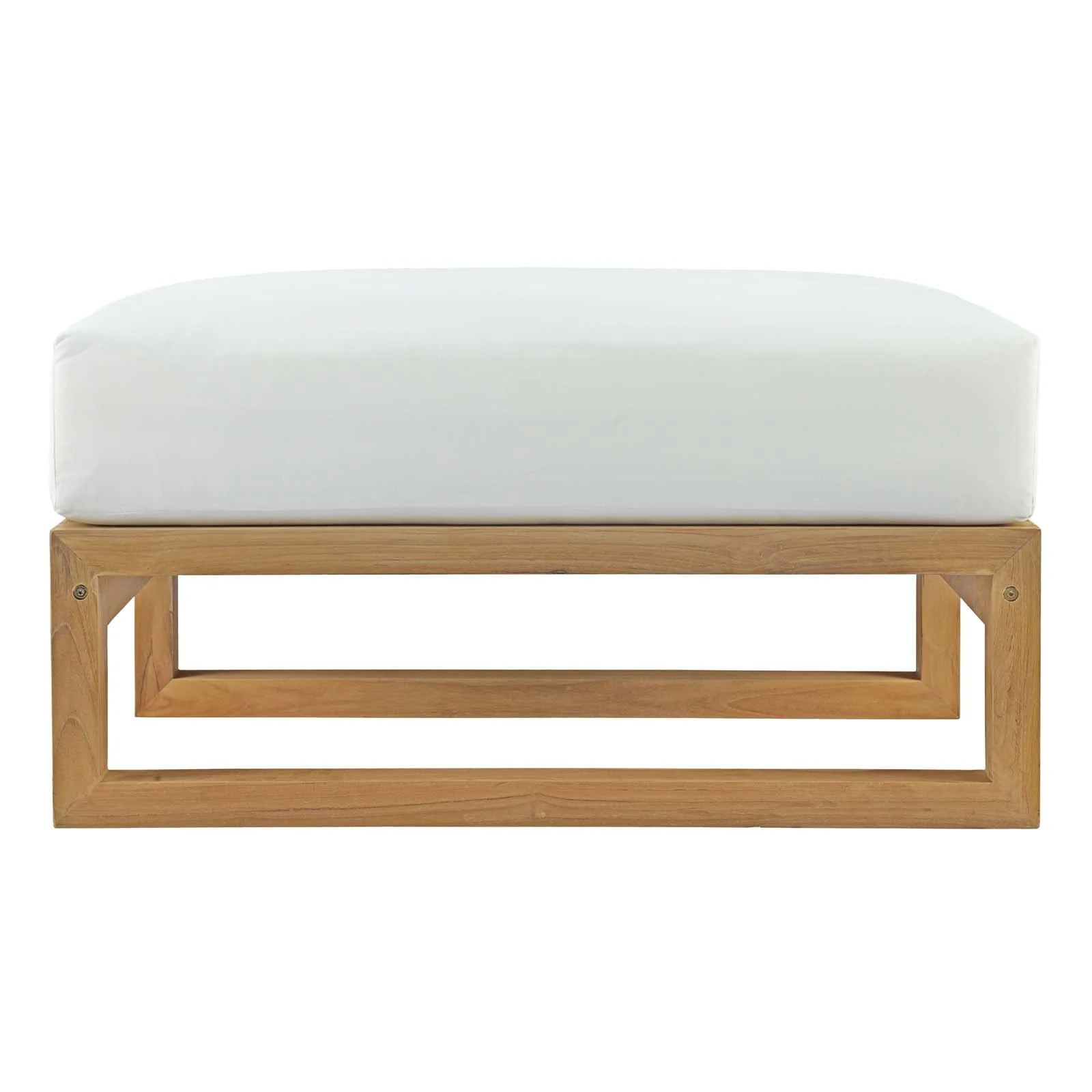 Upland Outdoor Patio Teak Ottoman in Natural White - Image 4