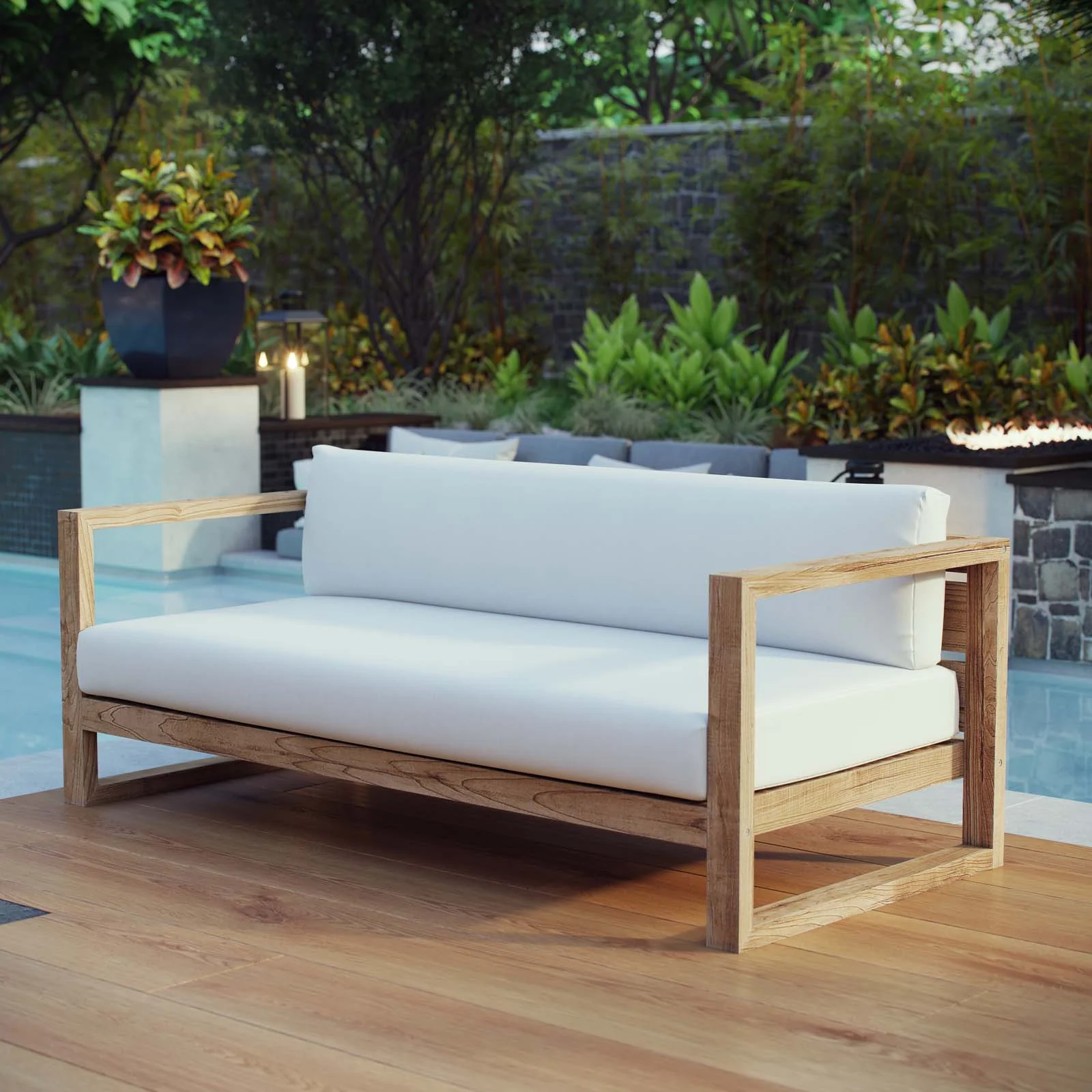 Upland Outdoor Patio Teak Sofa - Image 2