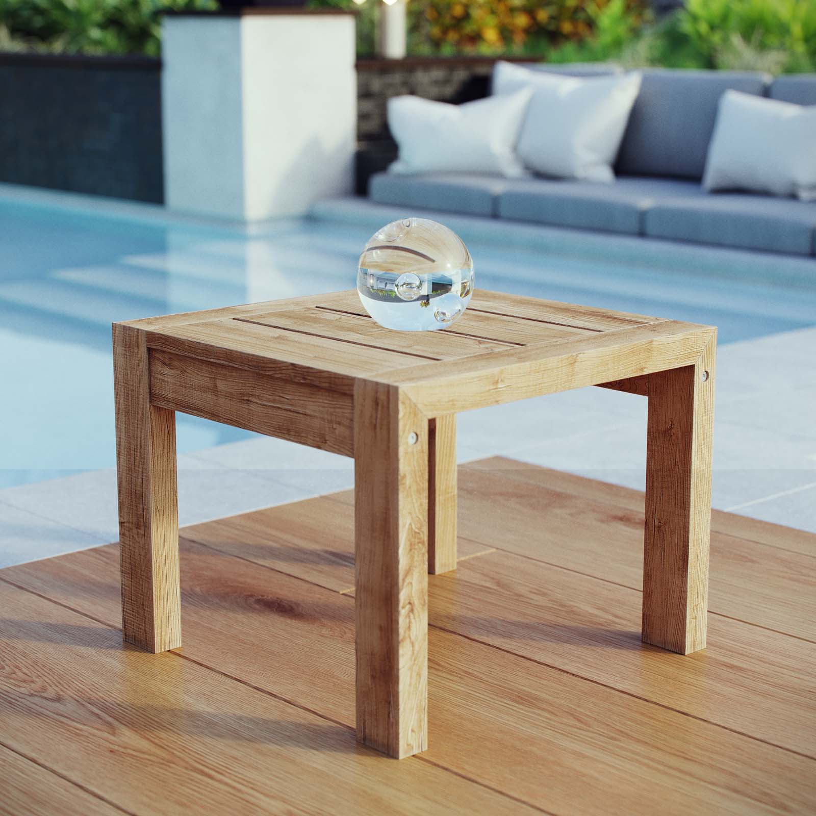 Upland Outdoor Patio Wood Side Table in Natural - Image 2