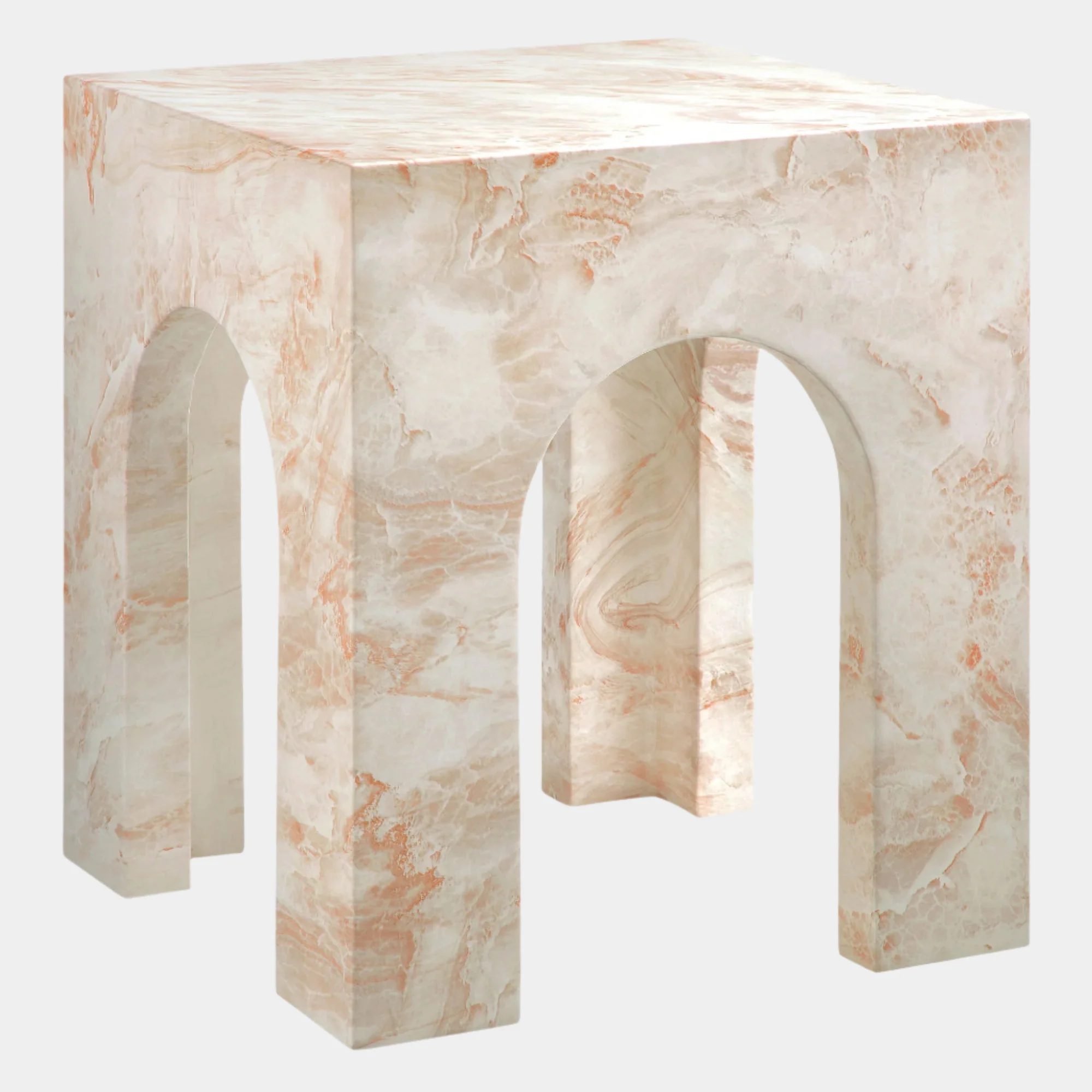 Valen Square Indoor - Outdoor Patio Arched Concrete Side Table