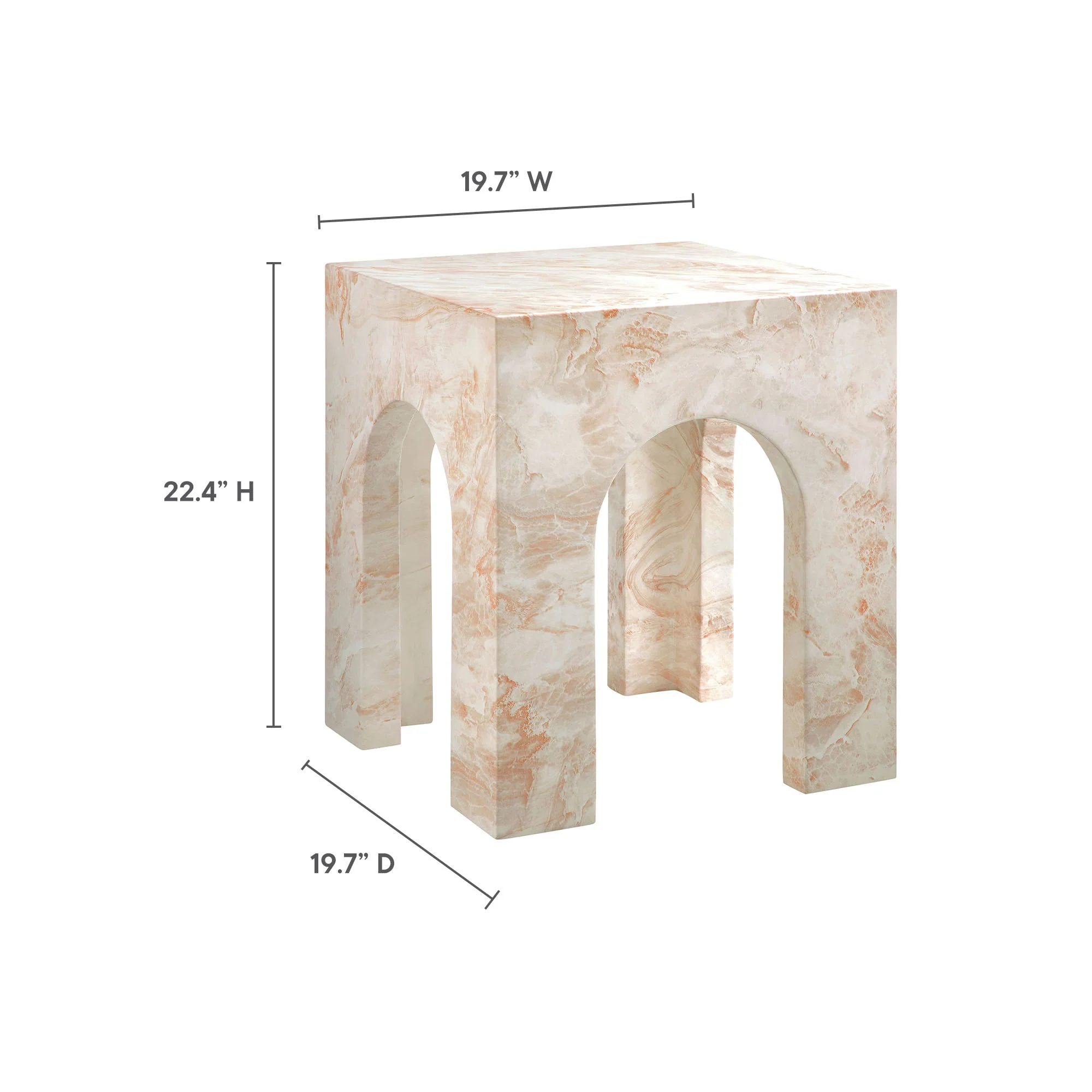 Valen Square Indoor - Outdoor Patio Arched Concrete Side Table - Image 11