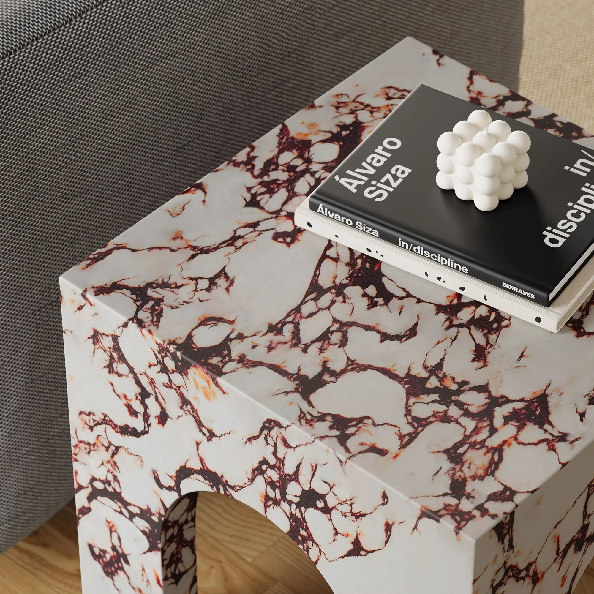 Valen Square Indoor - Outdoor Patio Arched Concrete Side Table - Image 15