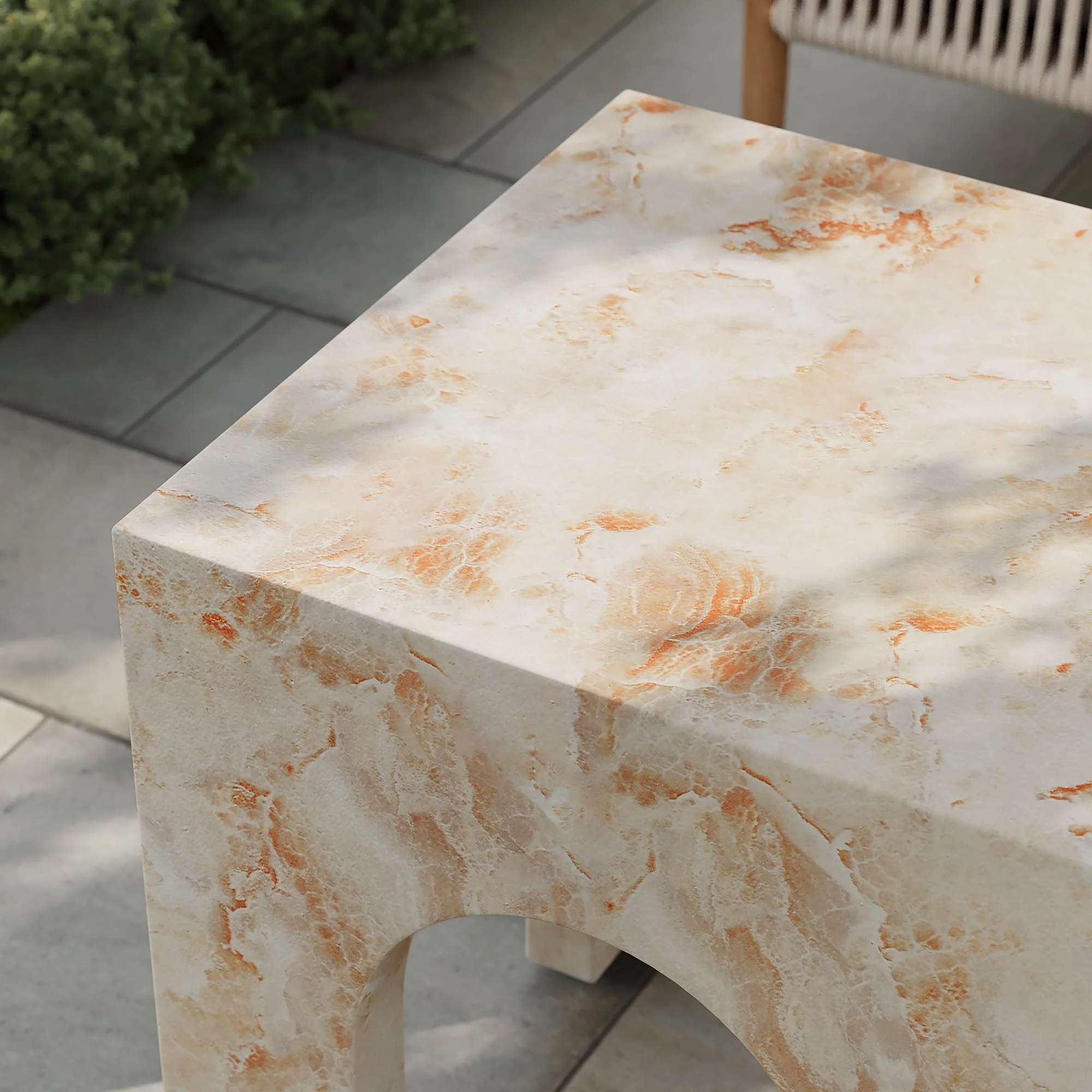Valen Square Indoor - Outdoor Patio Arched Concrete Side Table - Image 9
