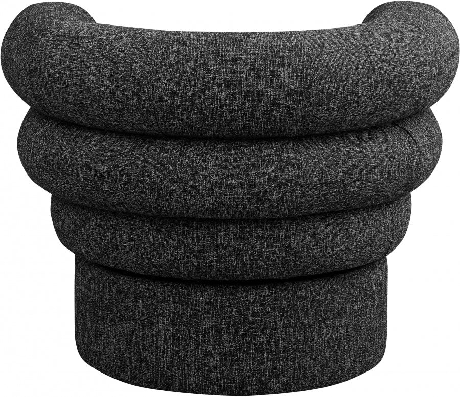 Valentina Linen Textured Fabric Upholstered Swivel Accent Chair - Image 3
