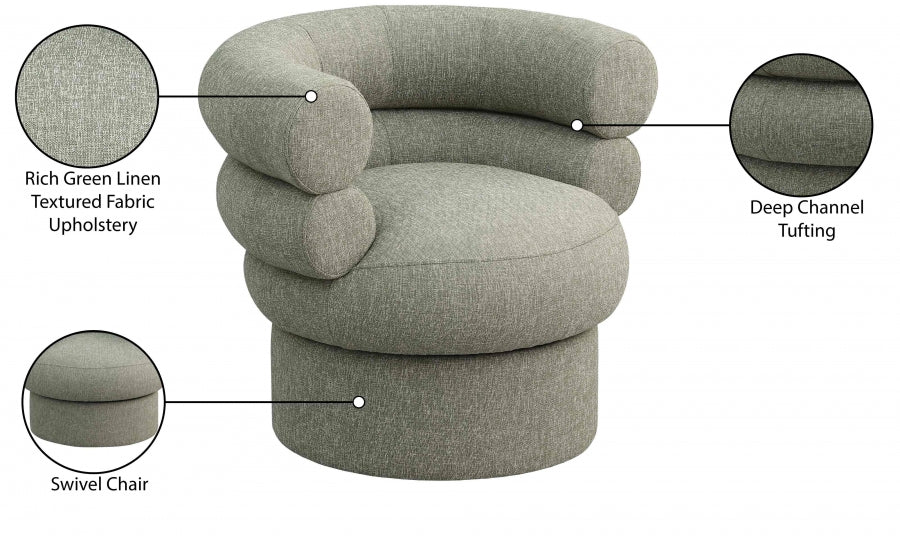 Valentina Linen Textured Fabric Upholstered Swivel Accent Chair - Image 51