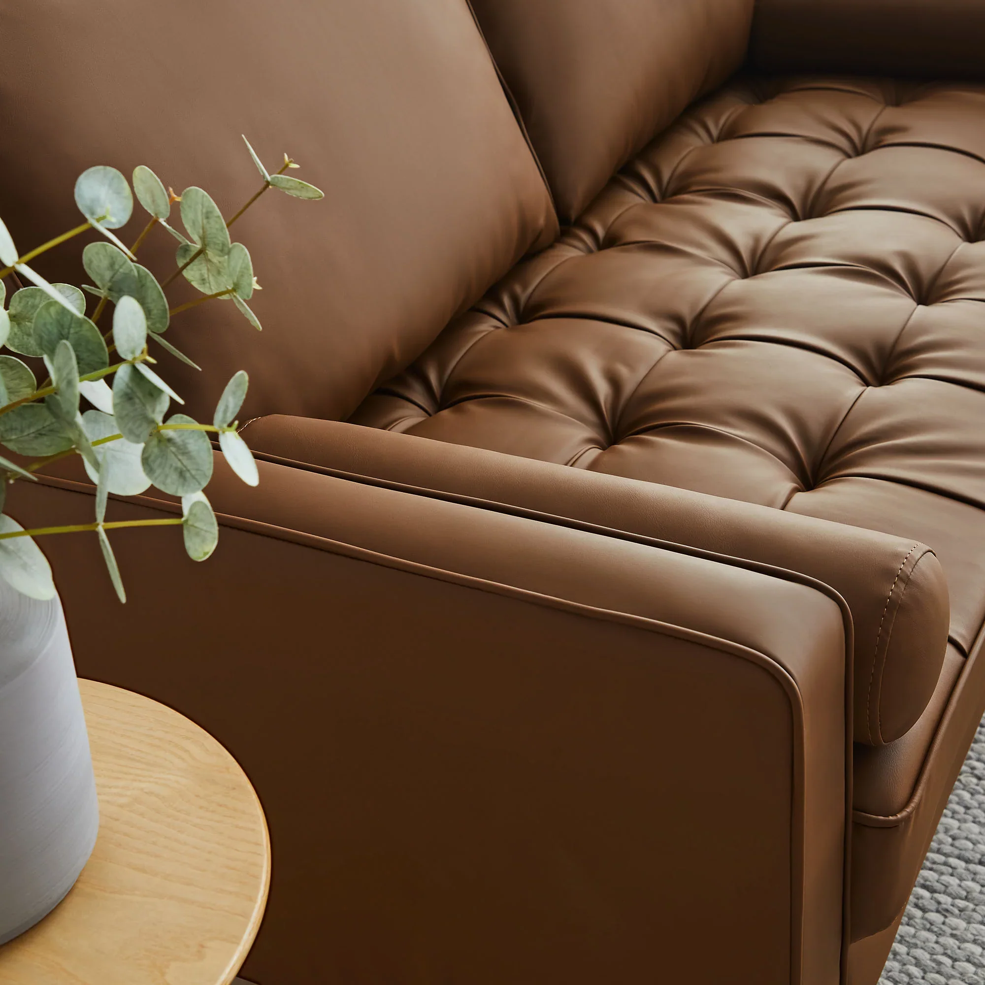 Valour Tufted Vegan Leather Loveseat - Image 2
