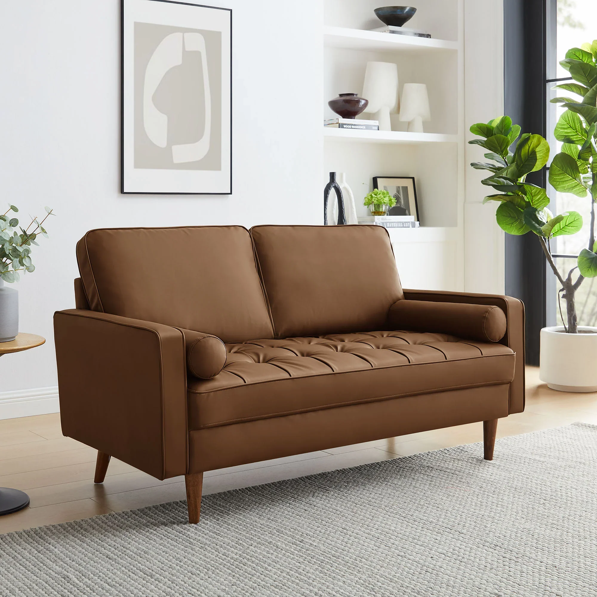 Valour Tufted Vegan Leather Loveseat - Image 3