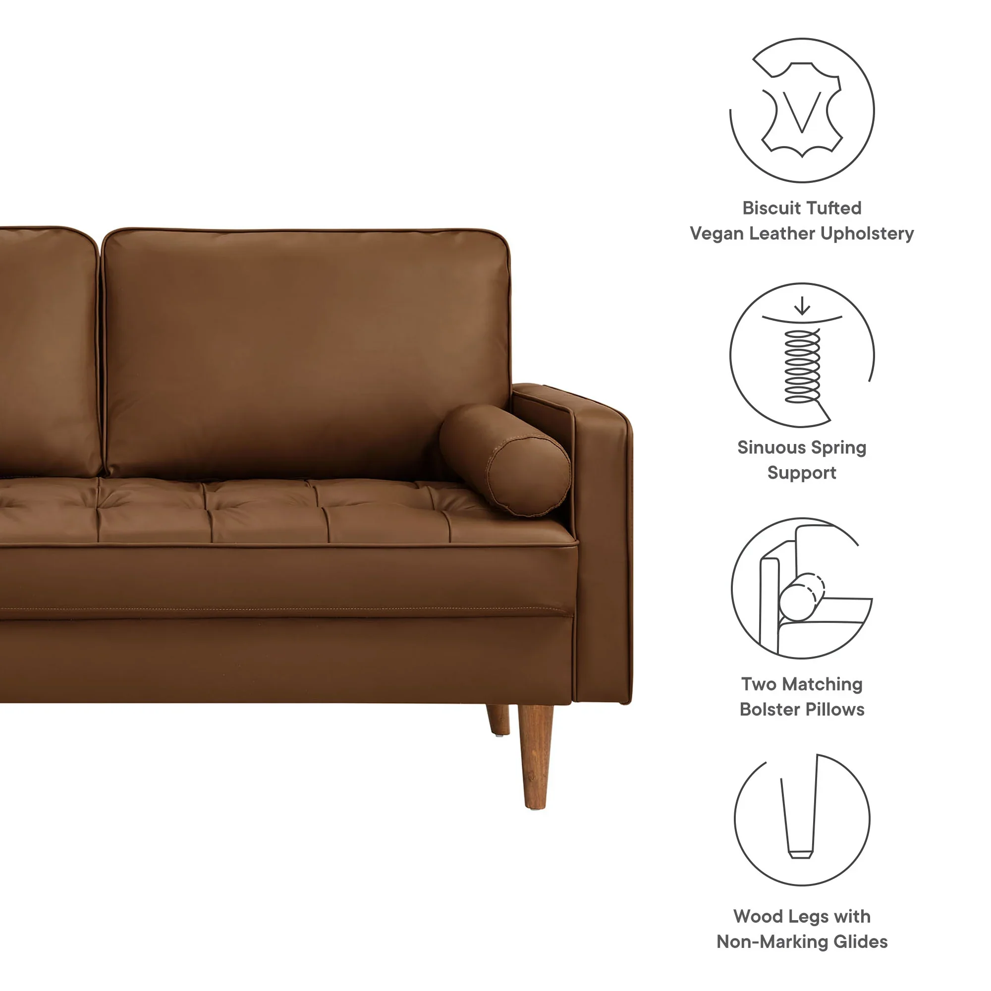 Valour Tufted Vegan Leather Loveseat - Image 8