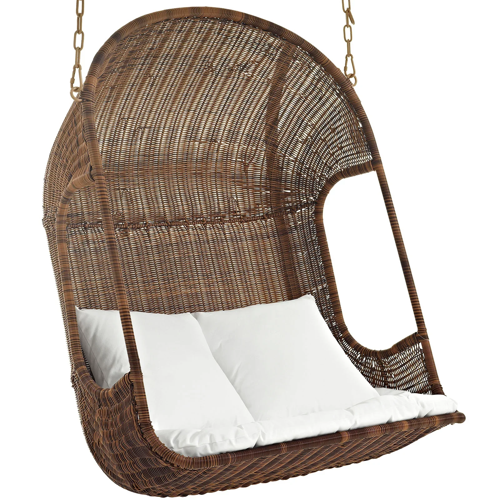 Vantage Outdoor Patio Swing Chair With Stand in Brown White - Image 3