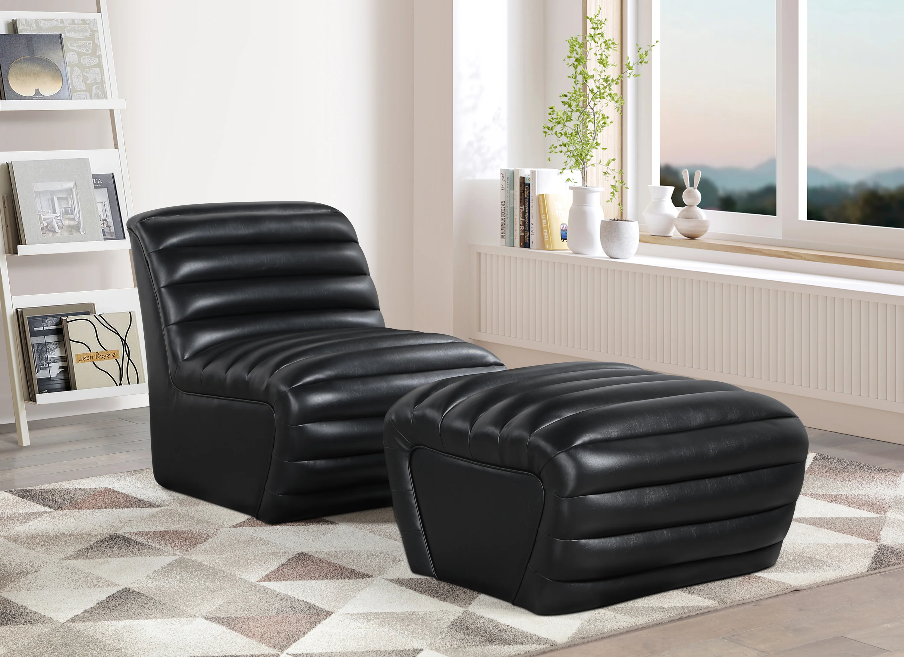 Vega Vegan Leather Upholstered Ottoman - Image 2