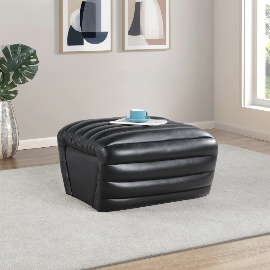 Vega Vegan Leather Upholstered Ottoman - Image 2