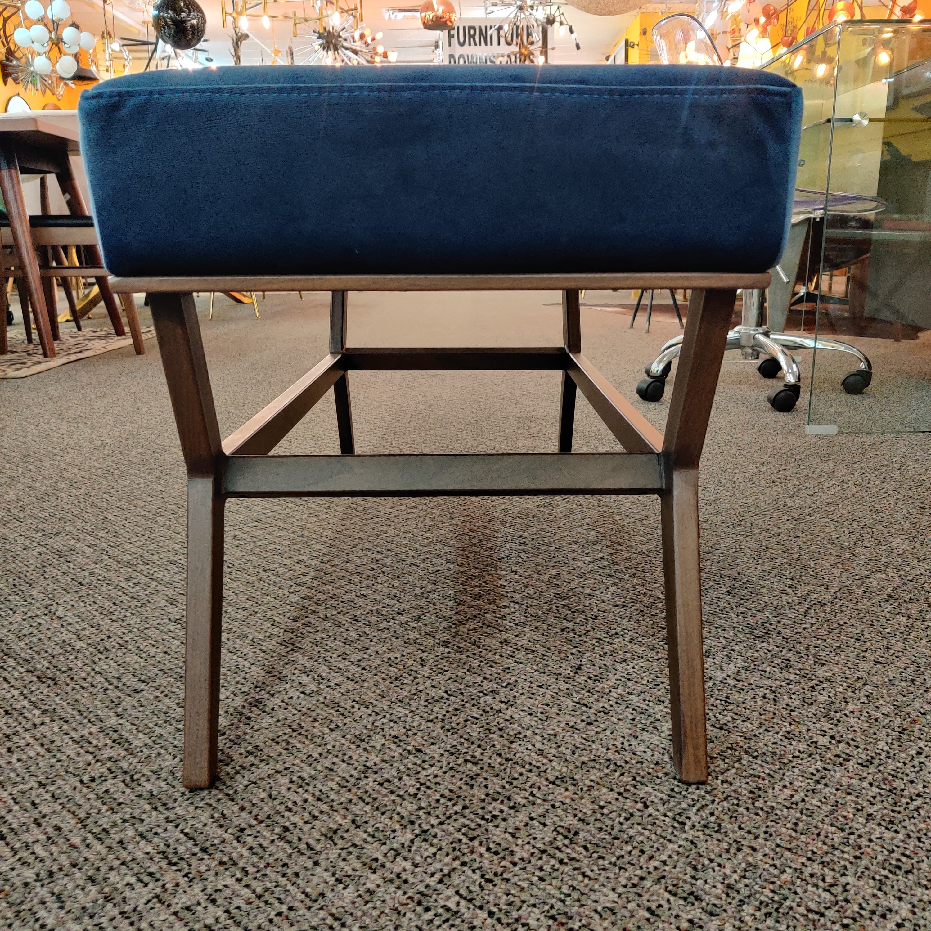 Velvet Bench w/ Wooden Legs | Floor Model - Image 2