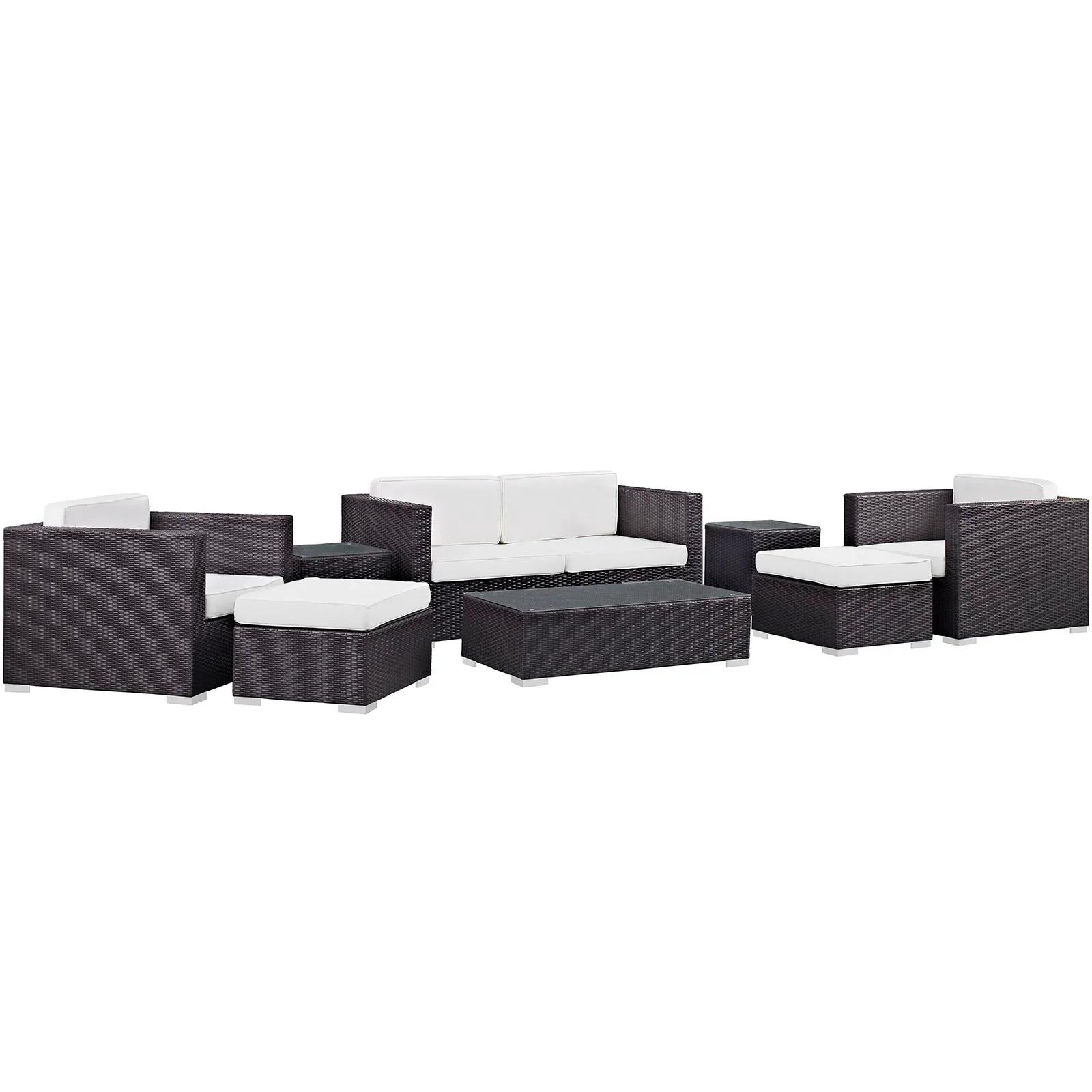Venice 8 Piece Outdoor Patio Sofa Set in Espresso White - Image 10