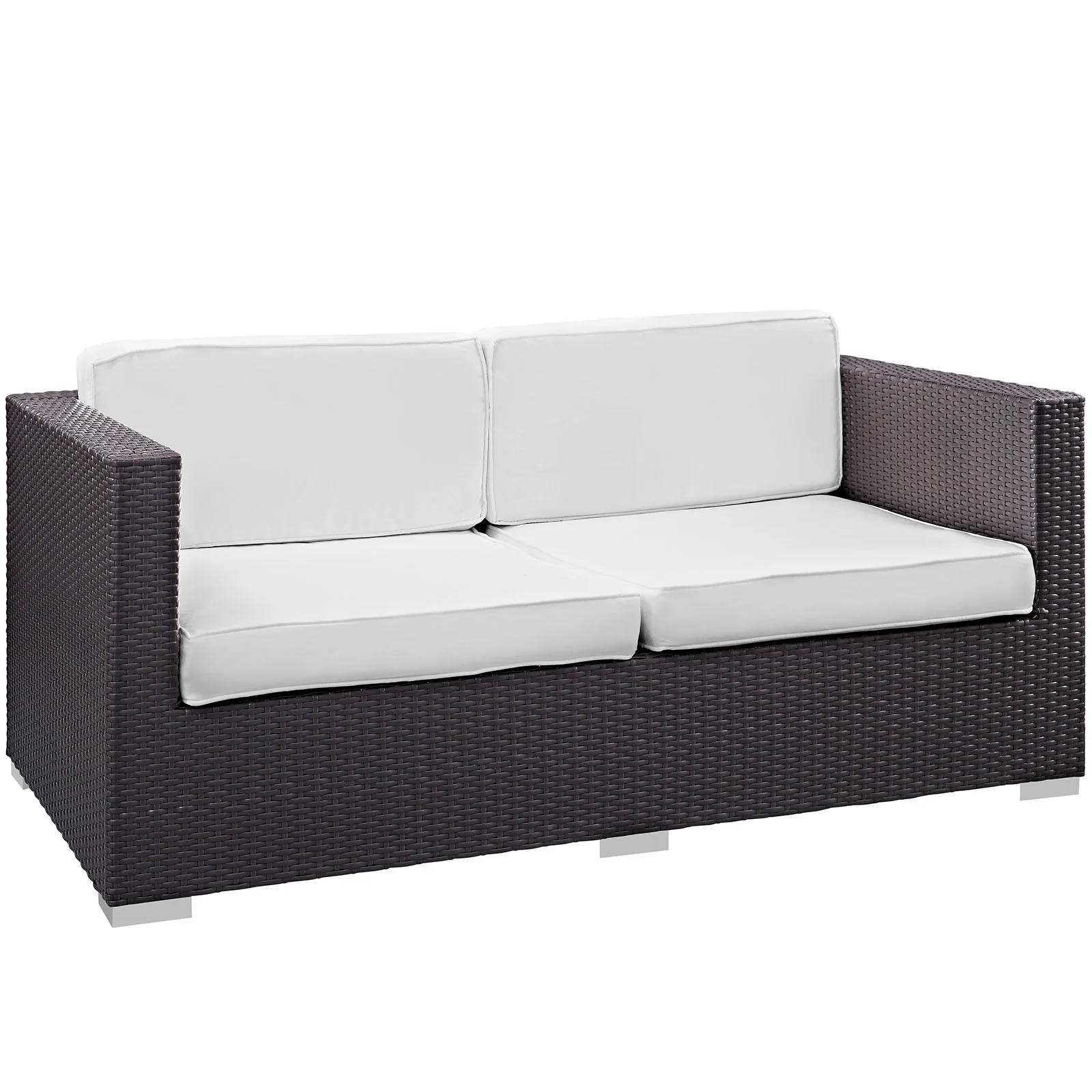 Venice 8 Piece Outdoor Patio Sofa Set in Espresso White - Image 3