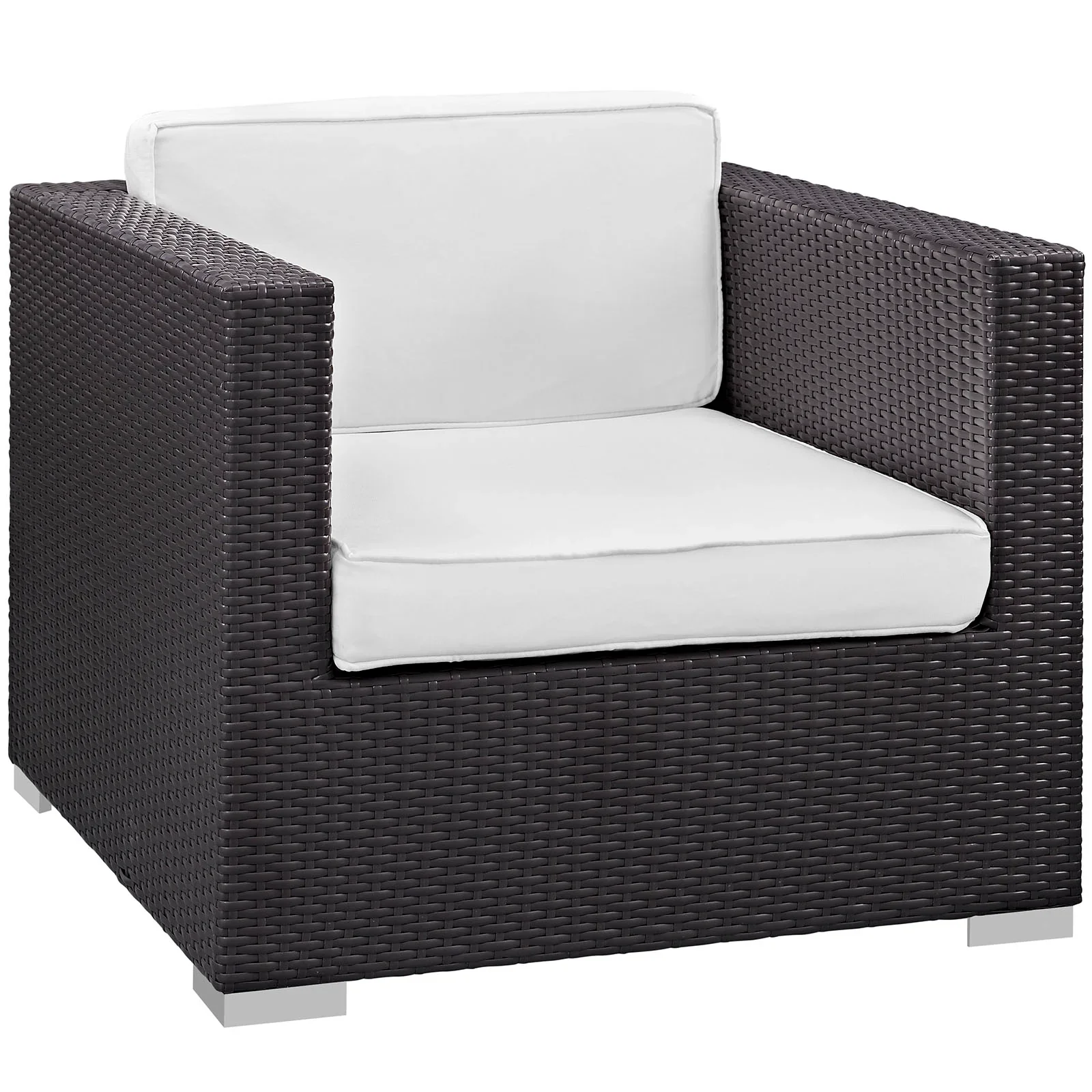 Venice 8 Piece Outdoor Patio Sofa Set in Espresso White - Image 4