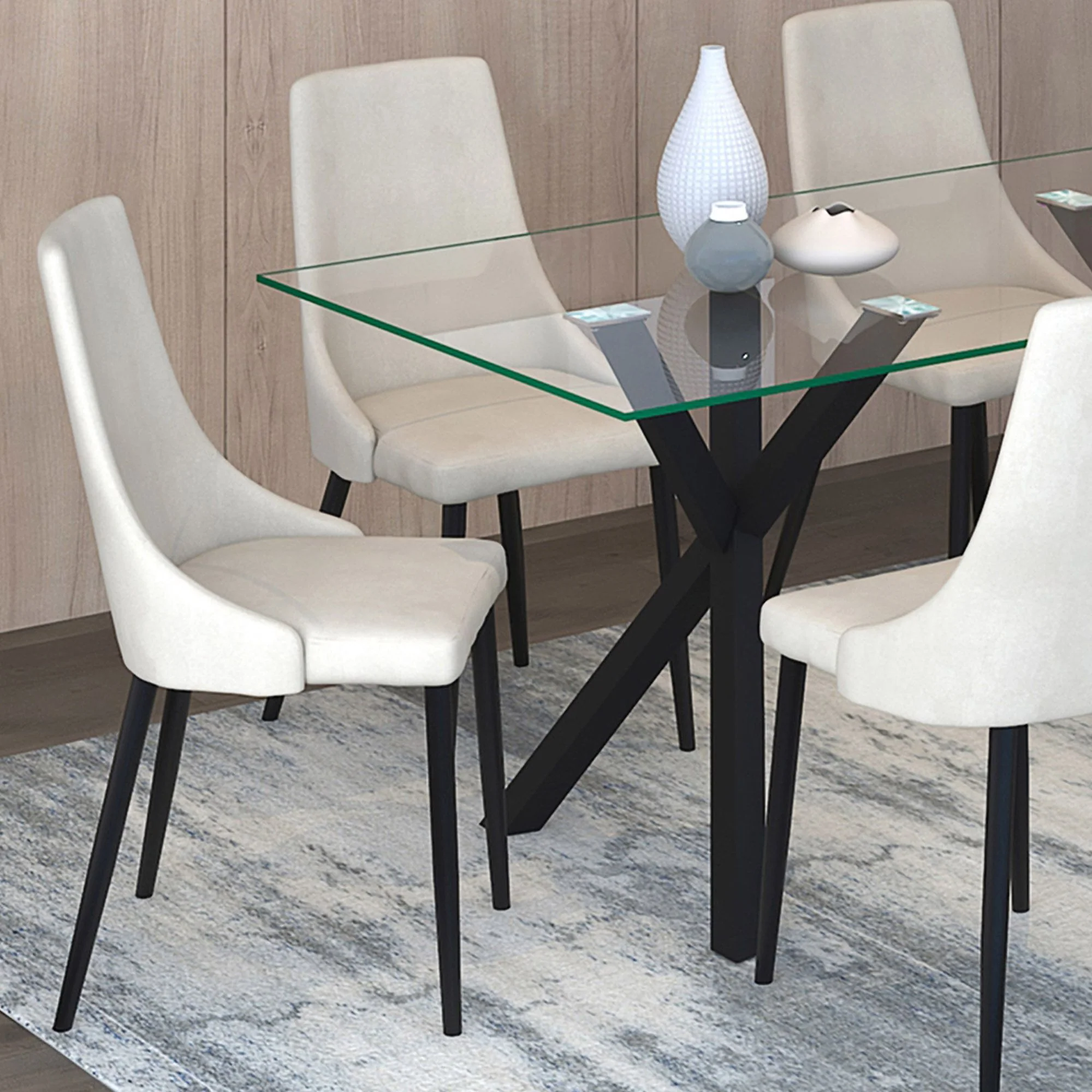 Venice Dining Chair, set of 2, in Beige and Black - Image 2