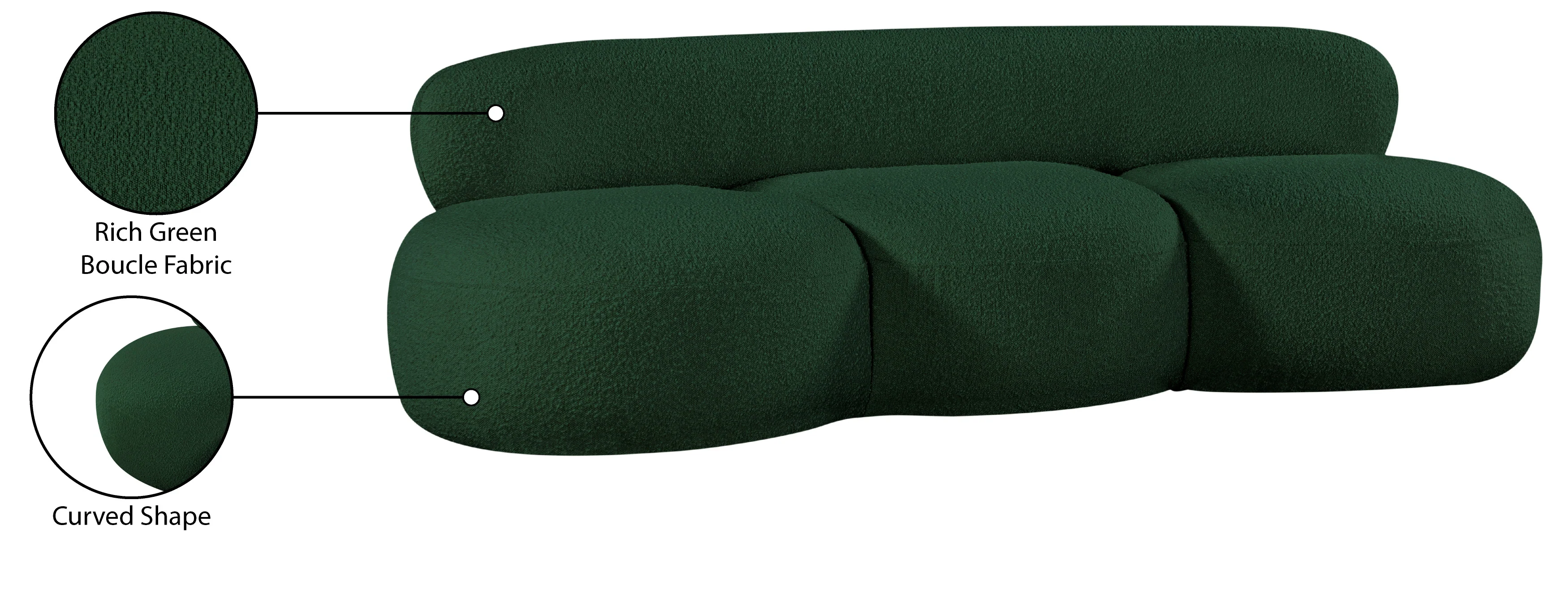 Venti Boucle Fabric Sofa - Image 75