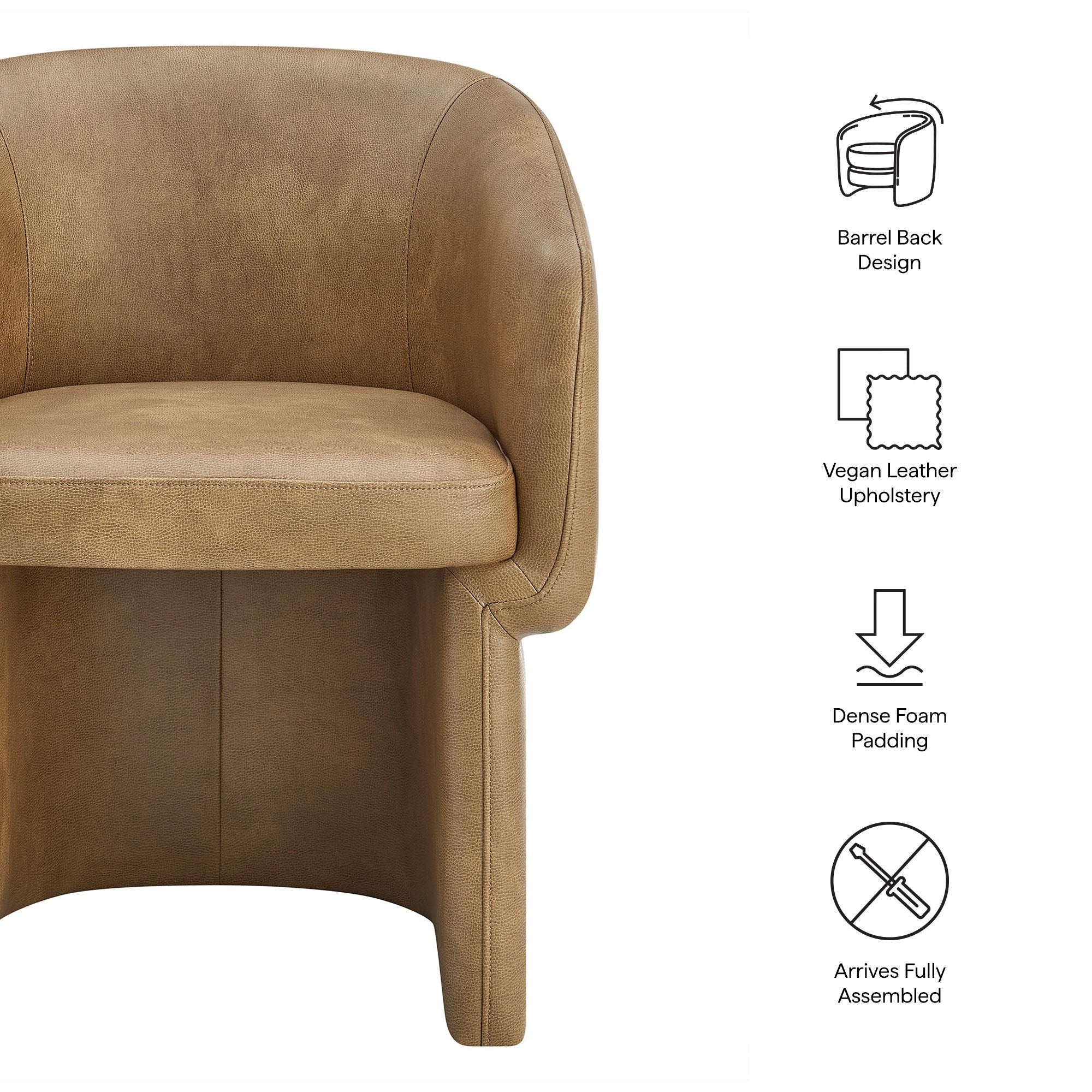 Verity Barrel Back Vegan Leather Dining Chair - Image 8