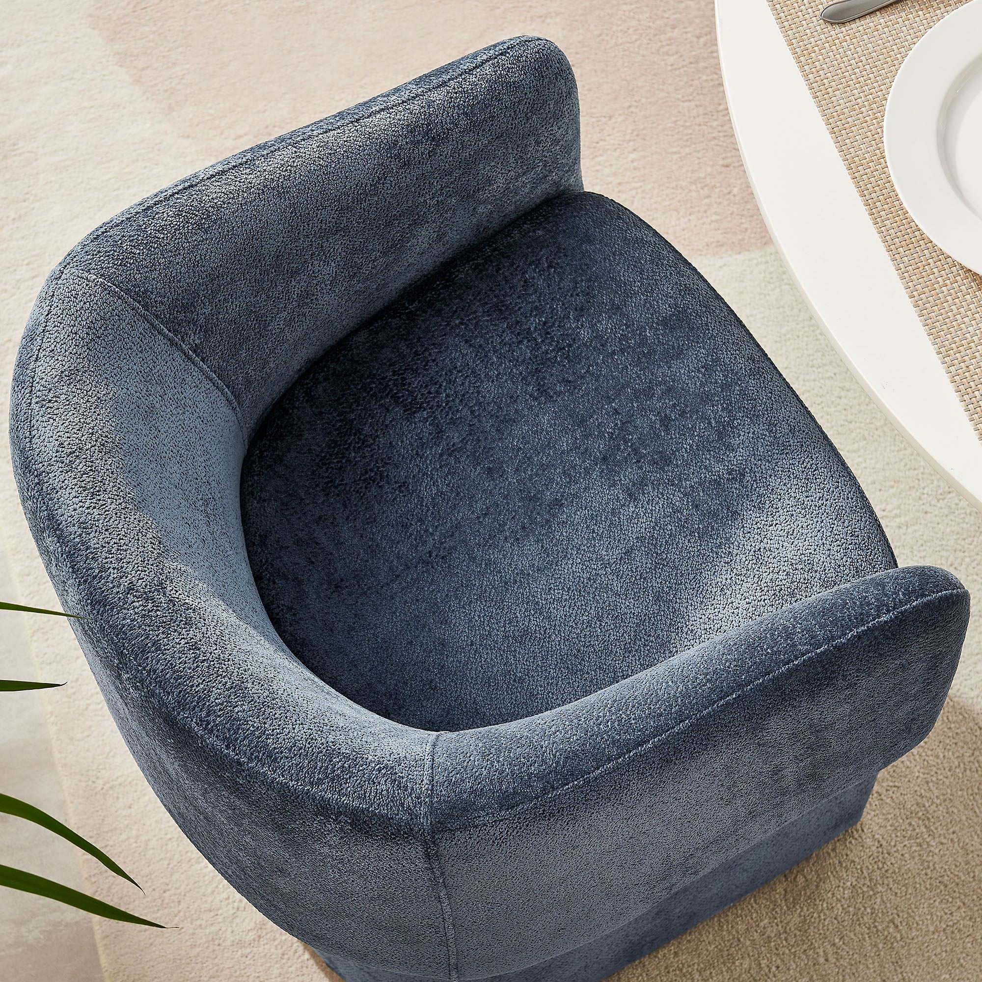 Verity Barrel Back Chenille Dining Armchair - Image 13